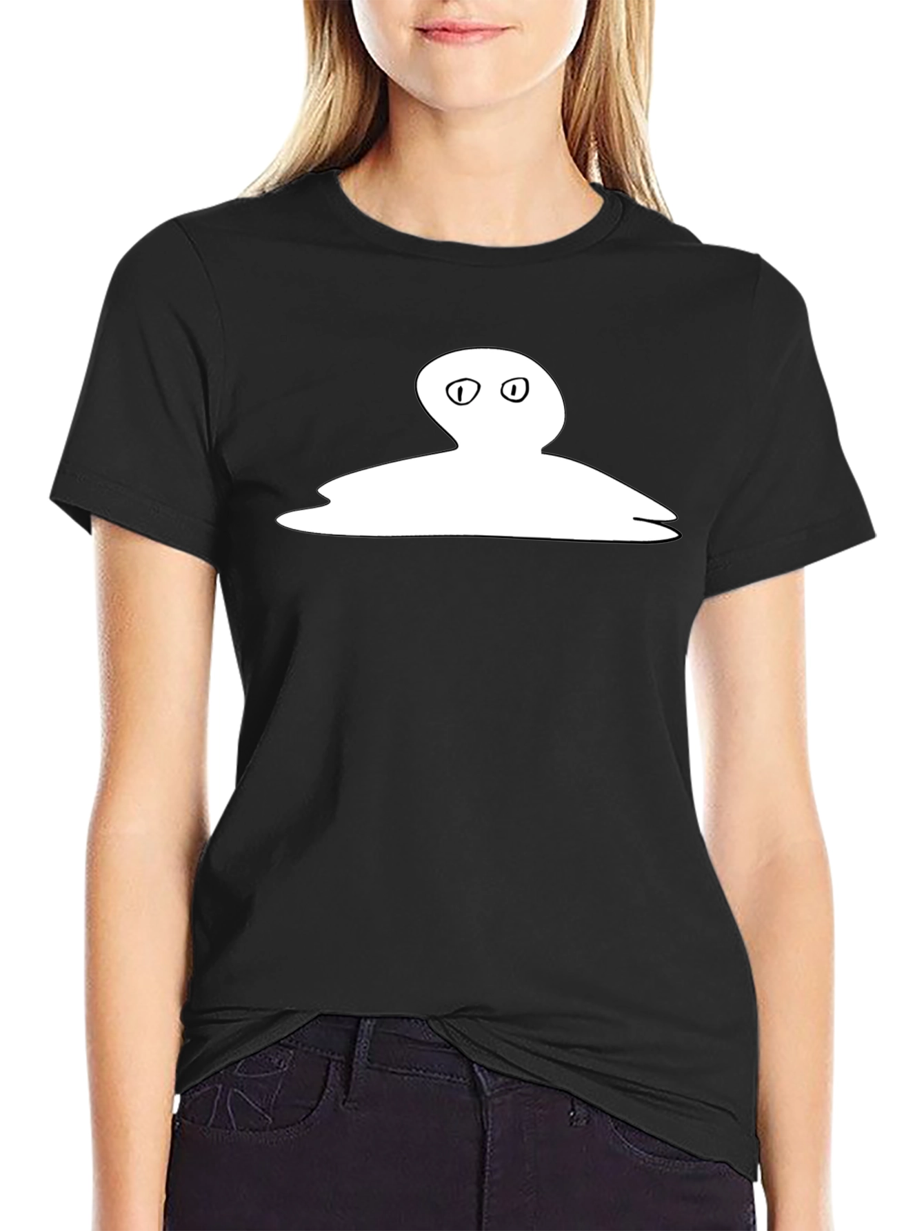 Mens Black Tee with Unique Ghost Graphic