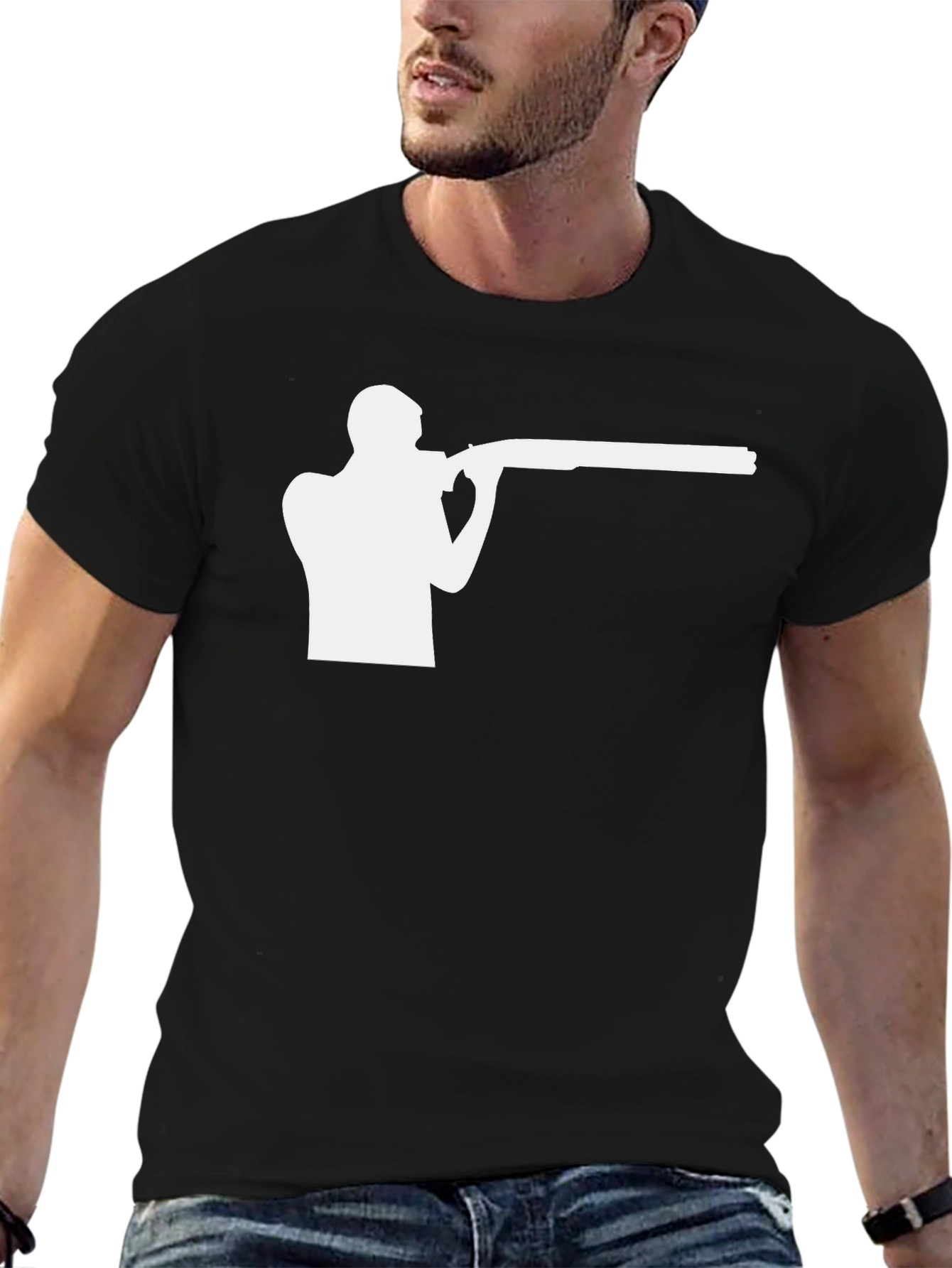 Clay Pigeon Shooting Graphic Tee - Black