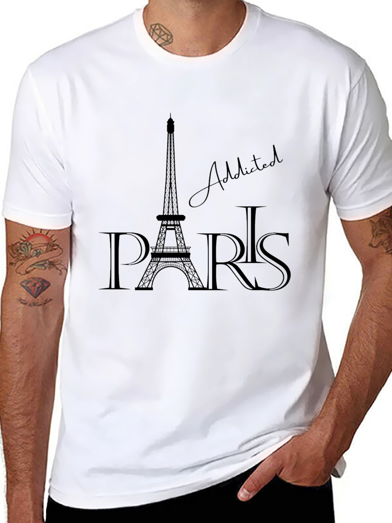 Paris Addicted Graphic T-Shirt - Black