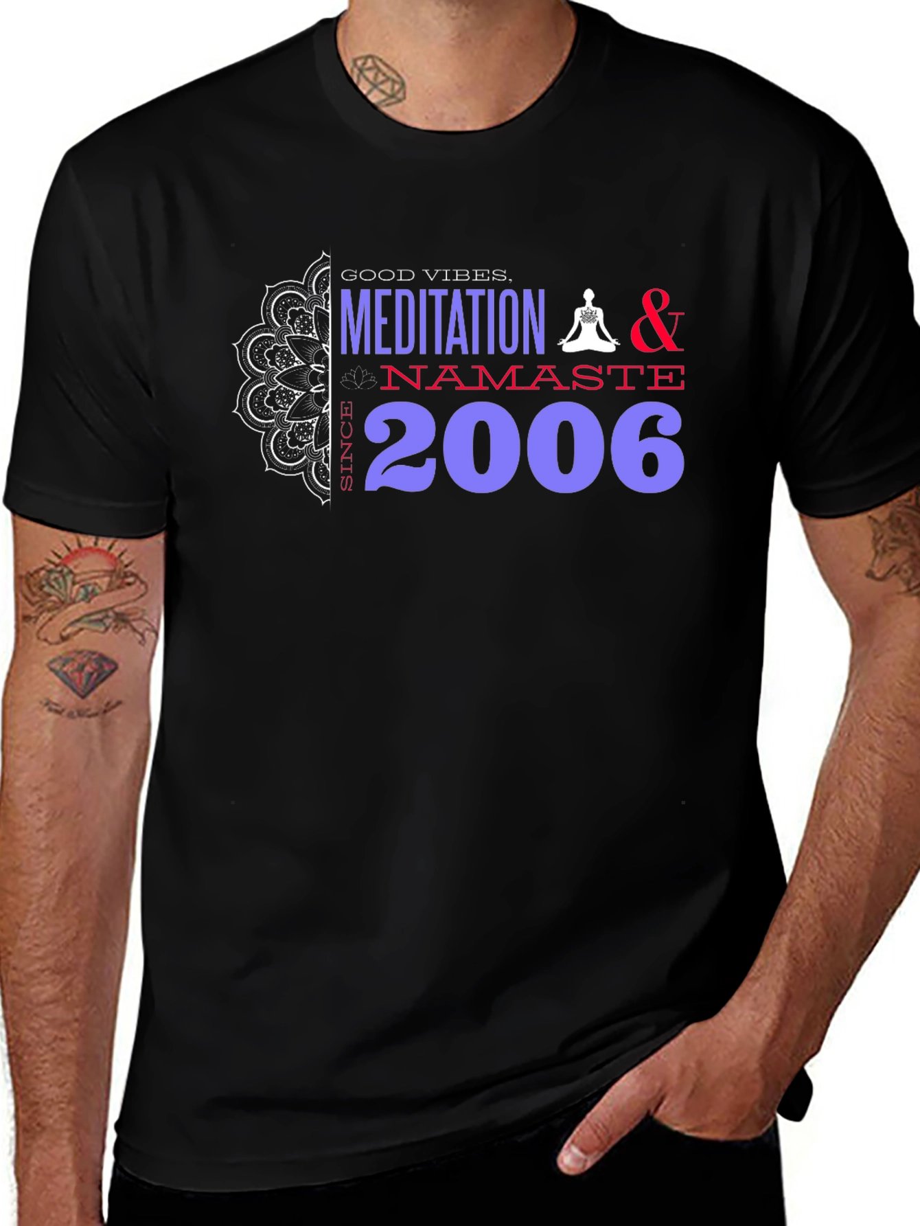 Meditation Namaste Good Vibes Black Tee