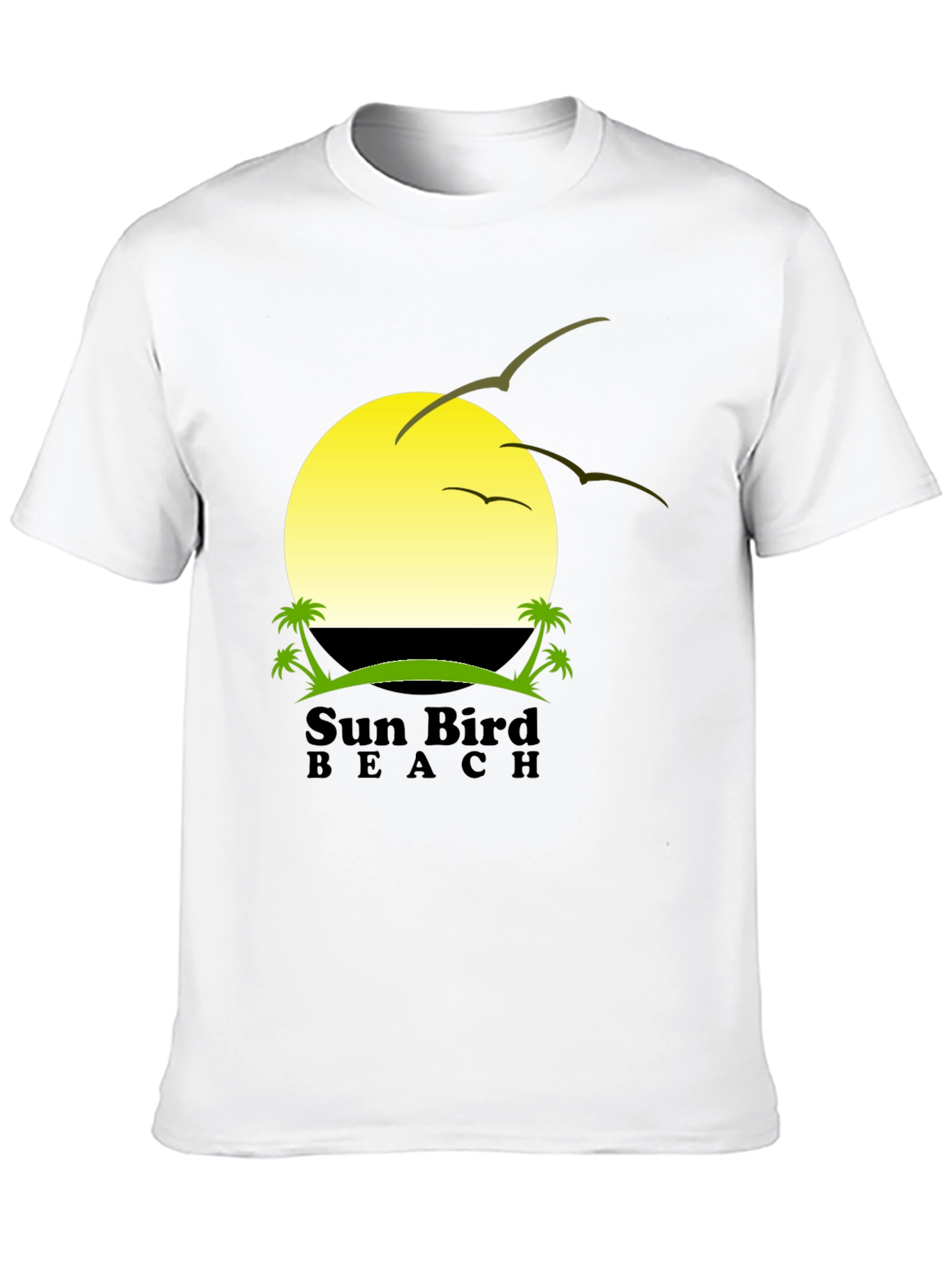 Sun Bird Beach Black Graphic T-Shirt