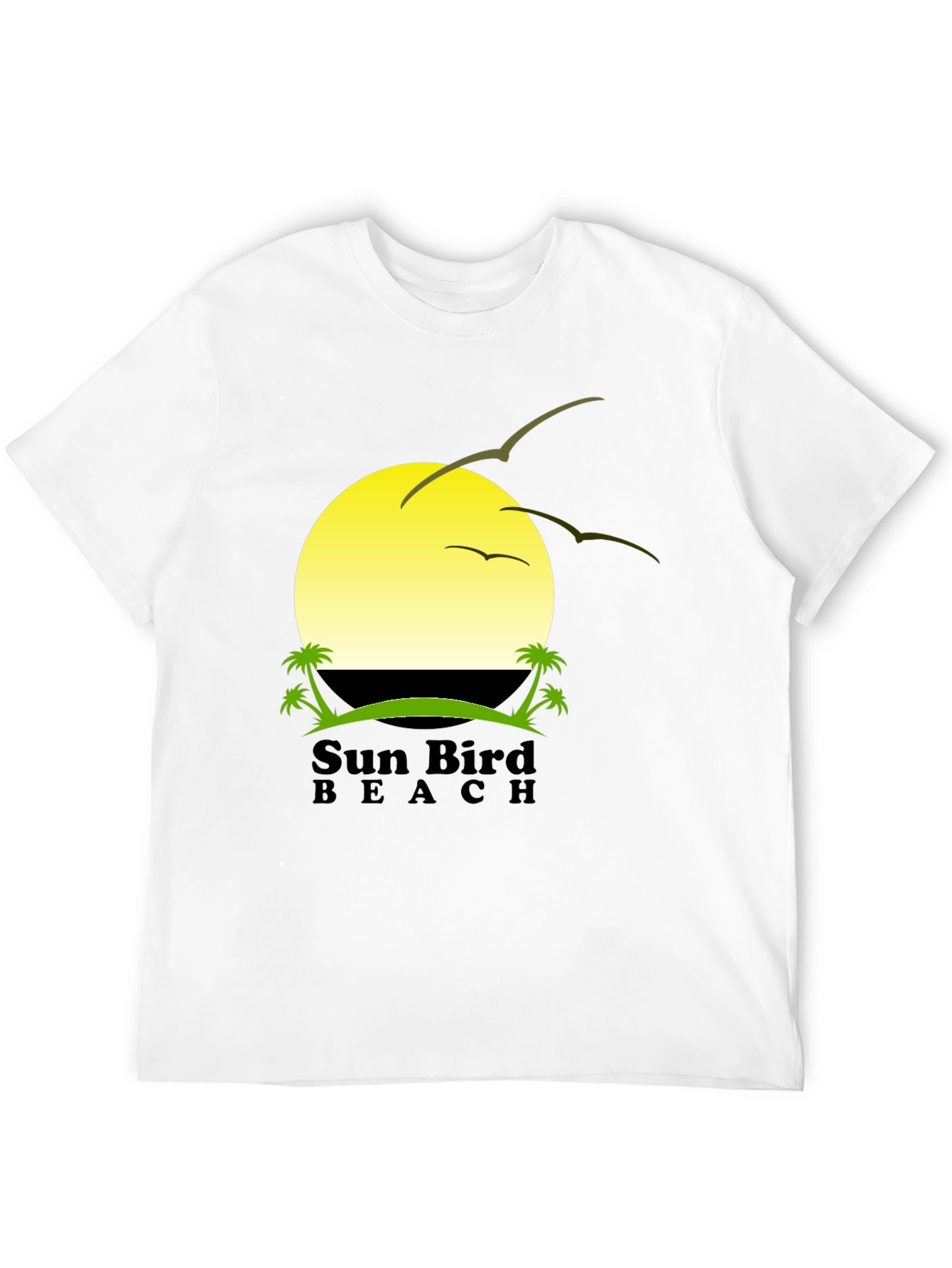 Sun Bird Beach Black Graphic T-Shirt