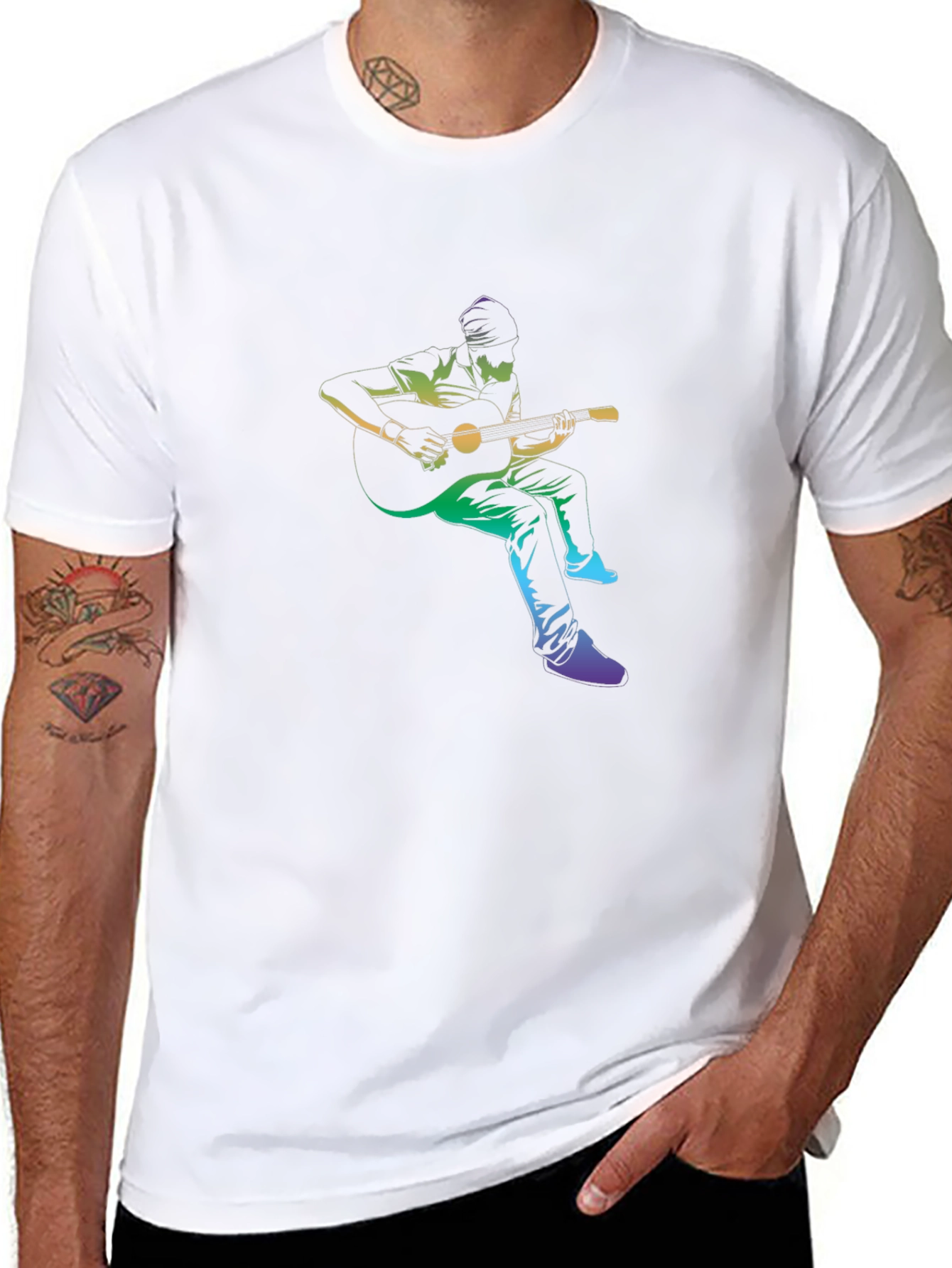 Guitar Player Graphic Black T-Shirt