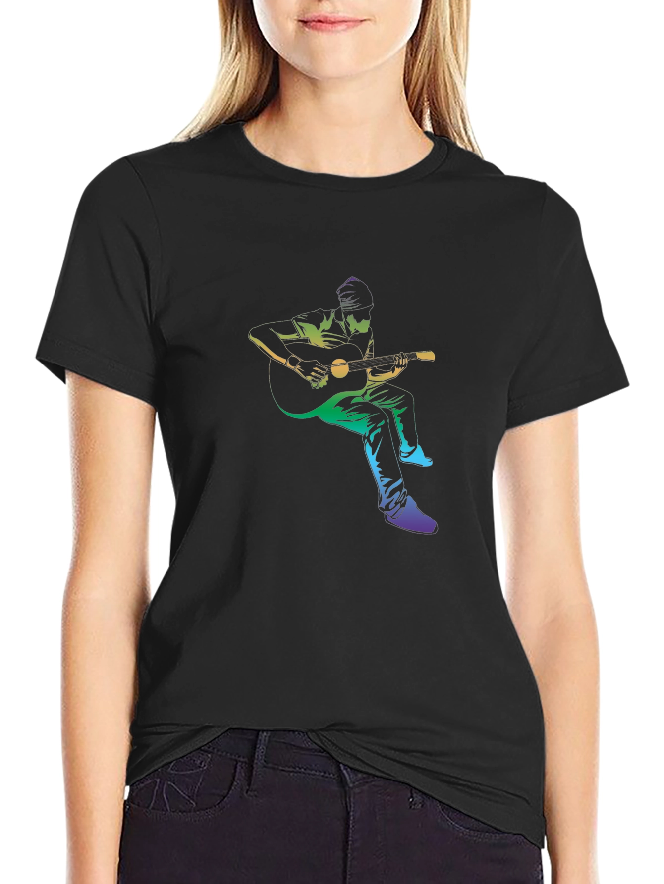Guitar Player Graphic Black T-Shirt