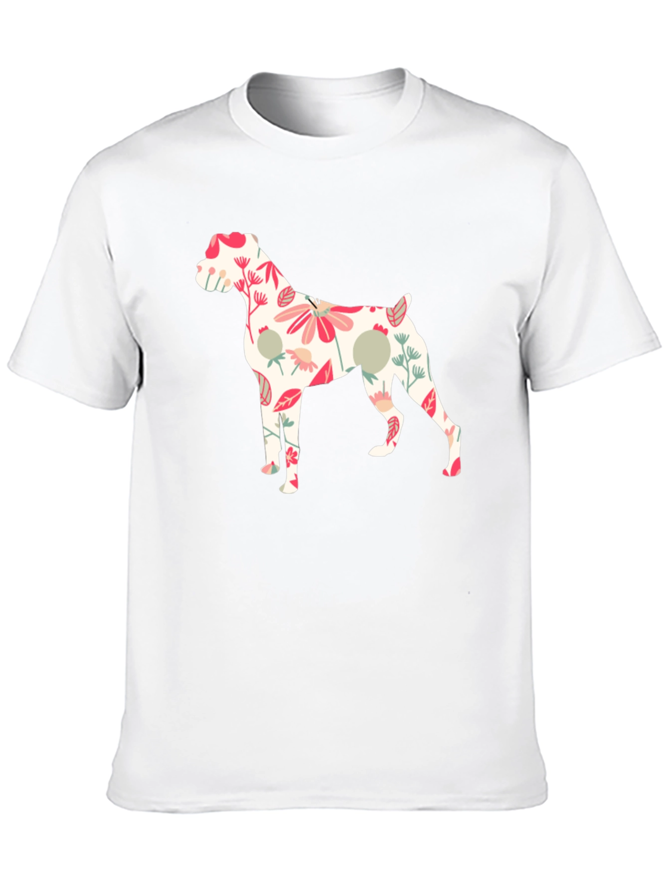 Floral Dog Print Black T-Shirt