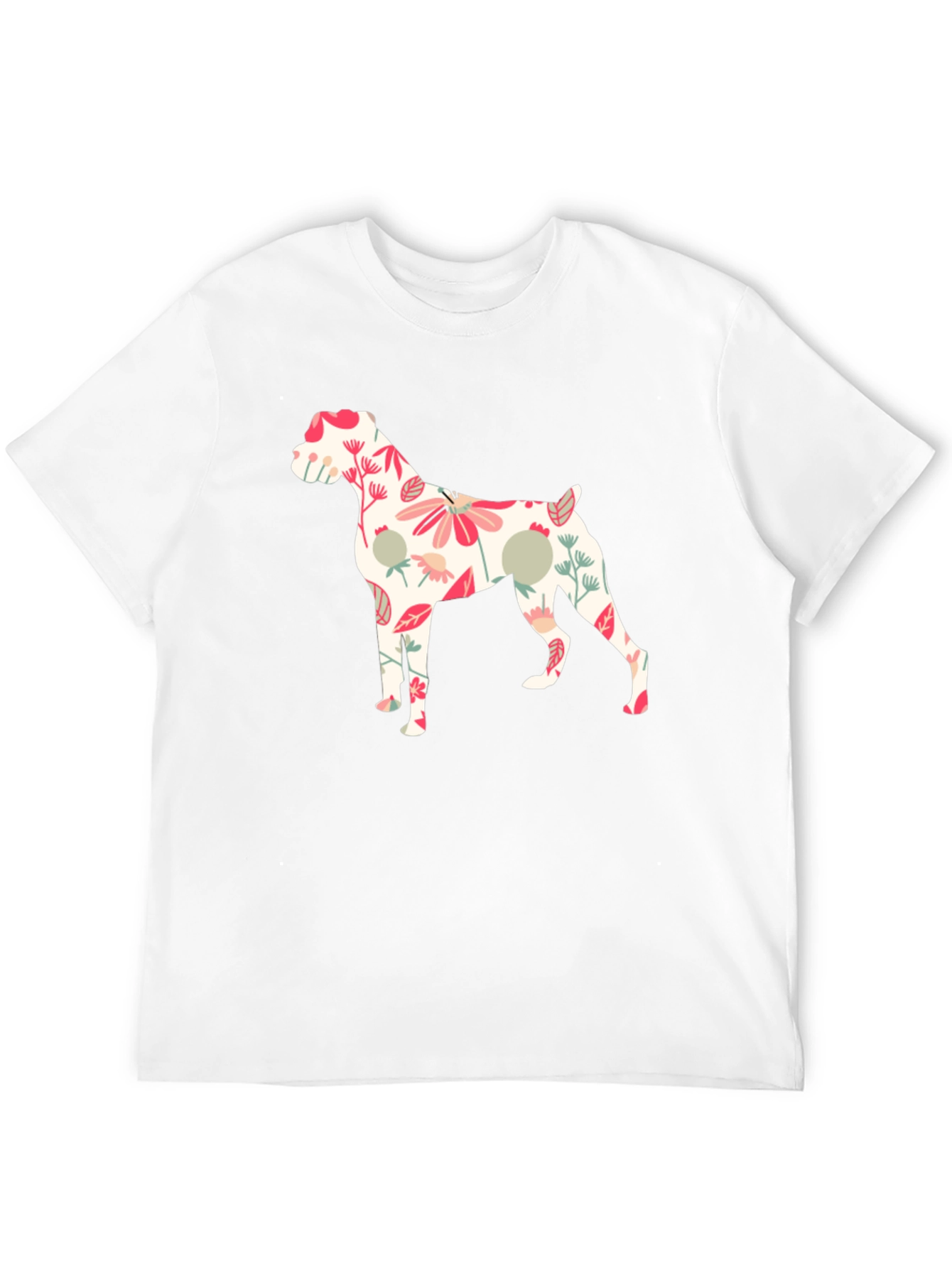 Floral Dog Print Black T-Shirt