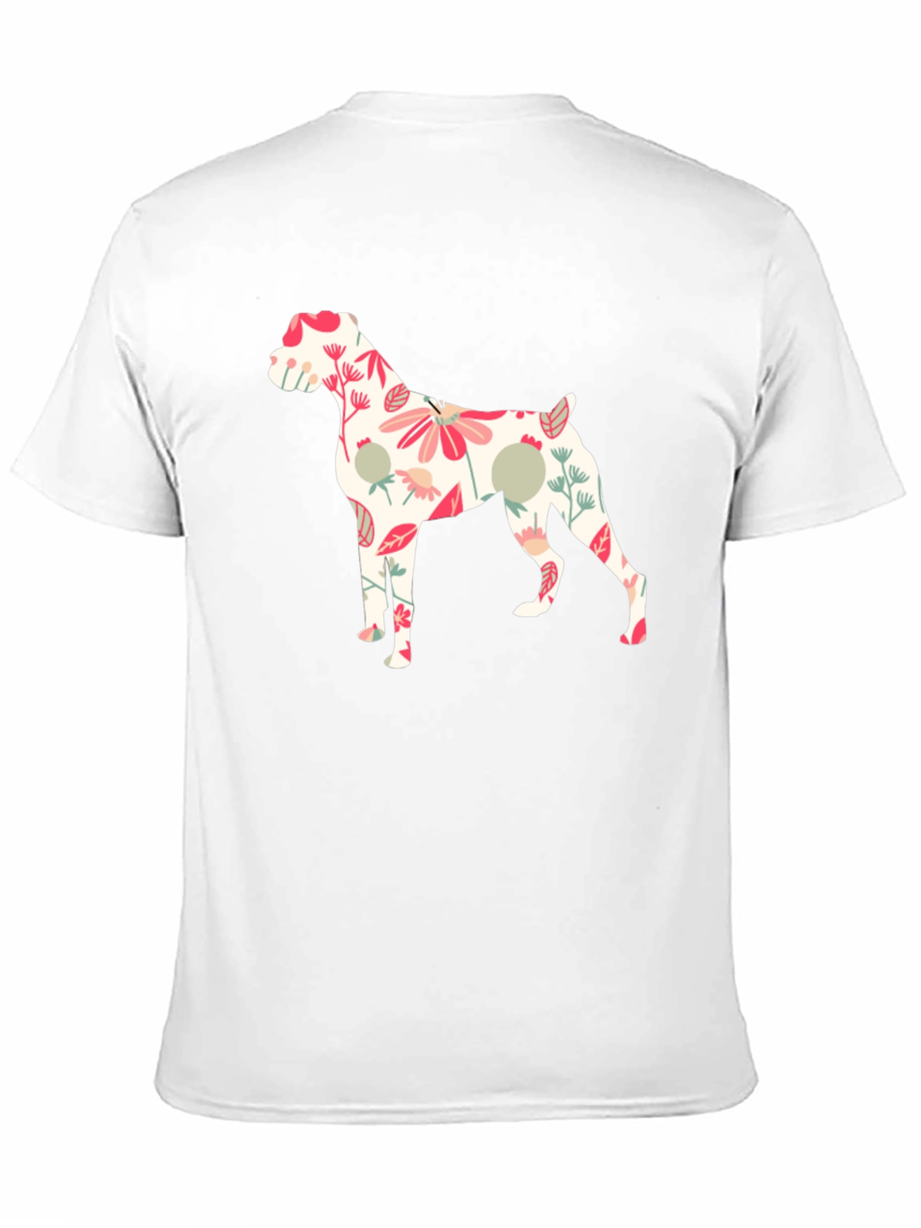Floral Dog Print Black T-Shirt