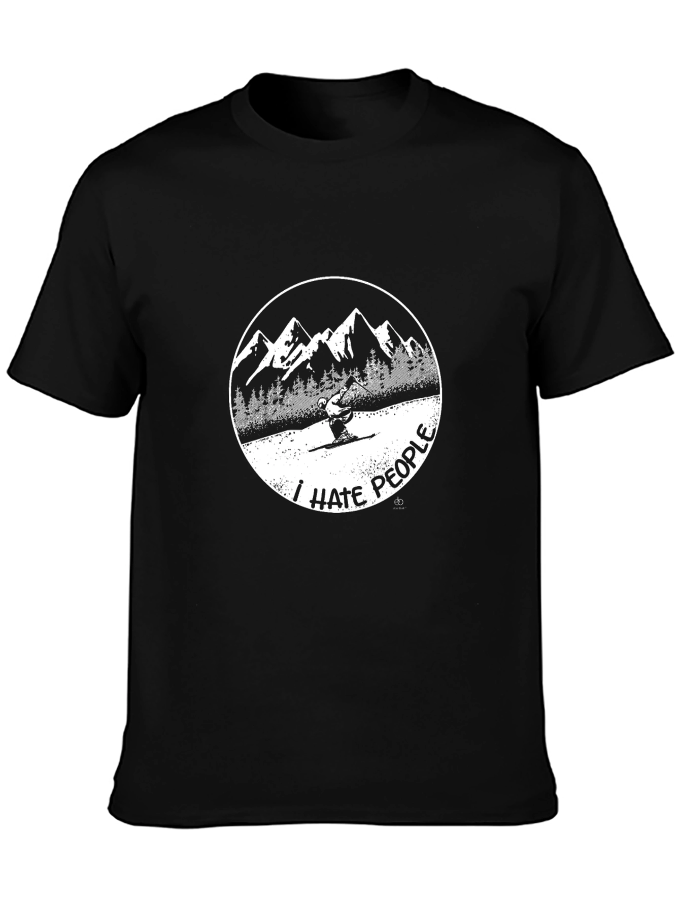 I Hate People Skiing Graphic Tee - Black
