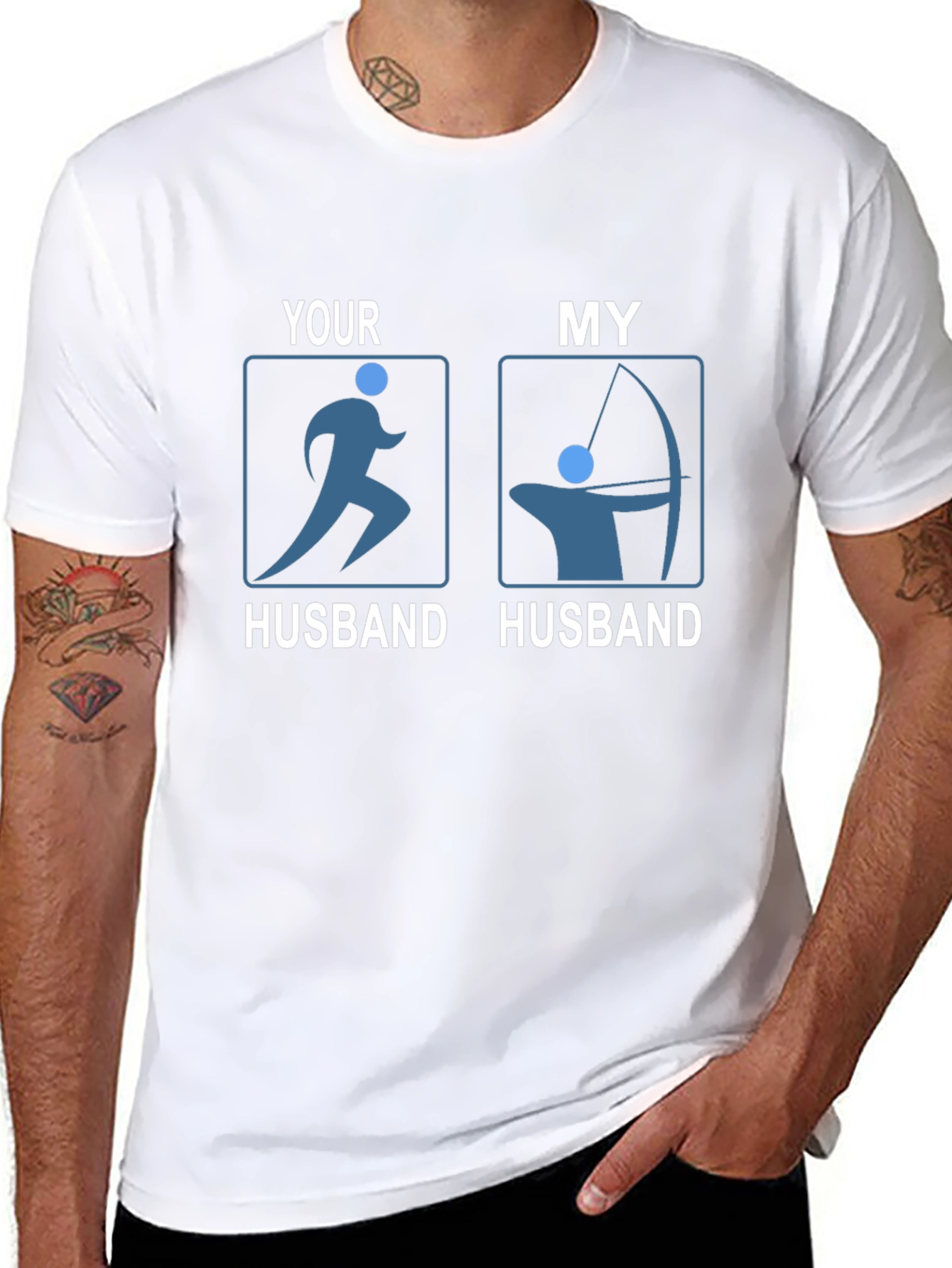 Funny Husband T-Shirt: Running & Archery Humor