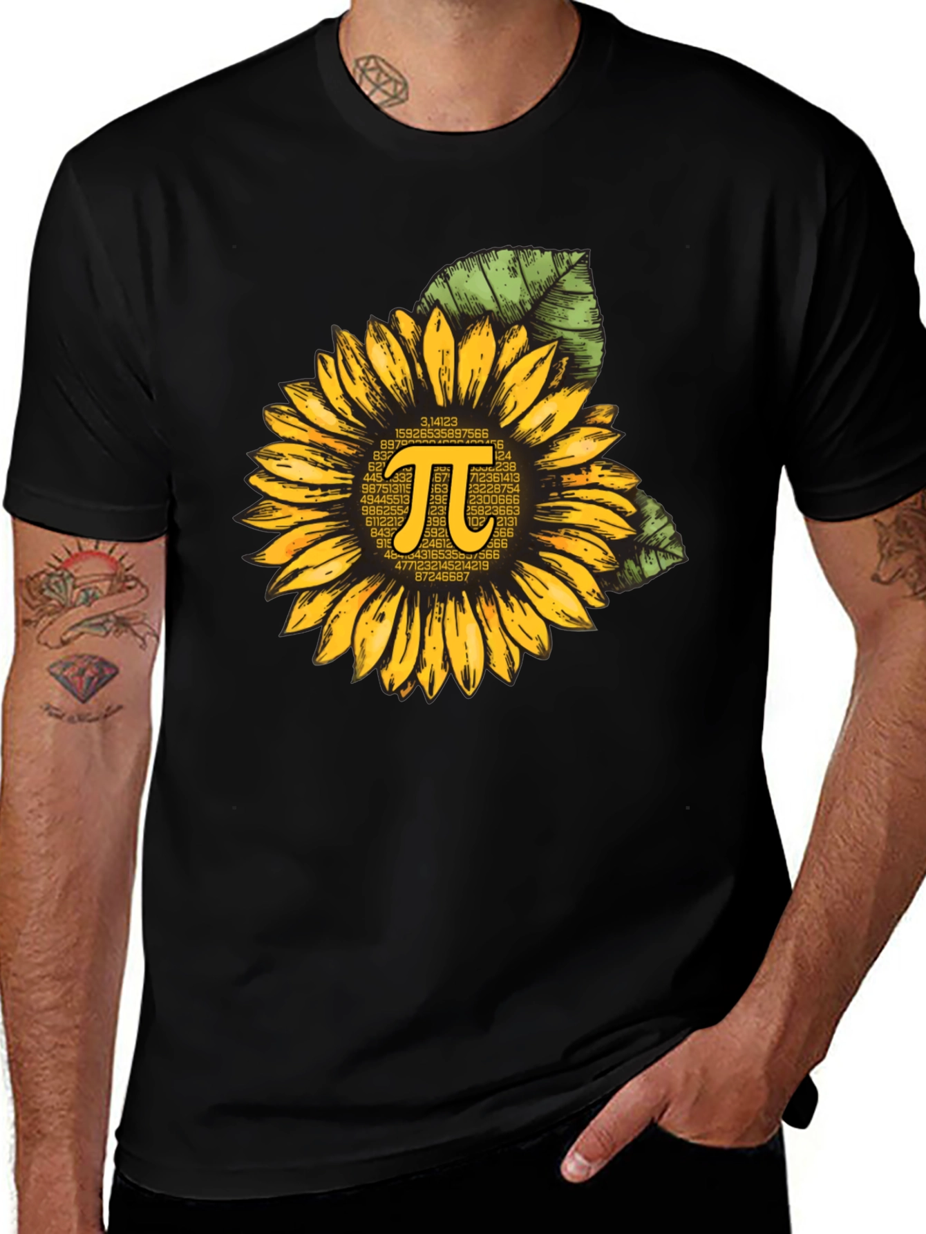 Pi Sunflower Graphic T-Shirt - Math Teacher Gift