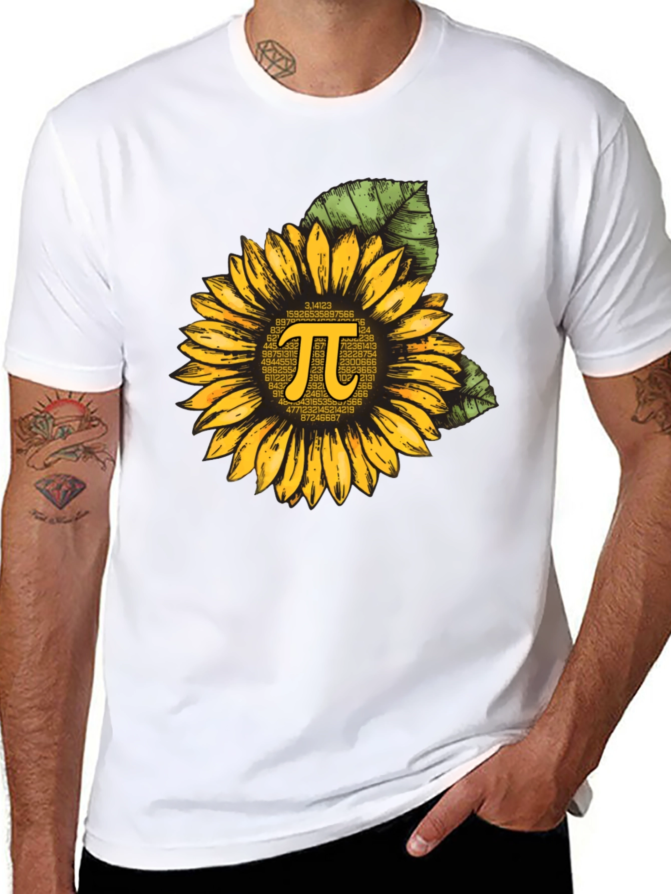 Pi Sunflower Graphic T-Shirt - Math Teacher Gift