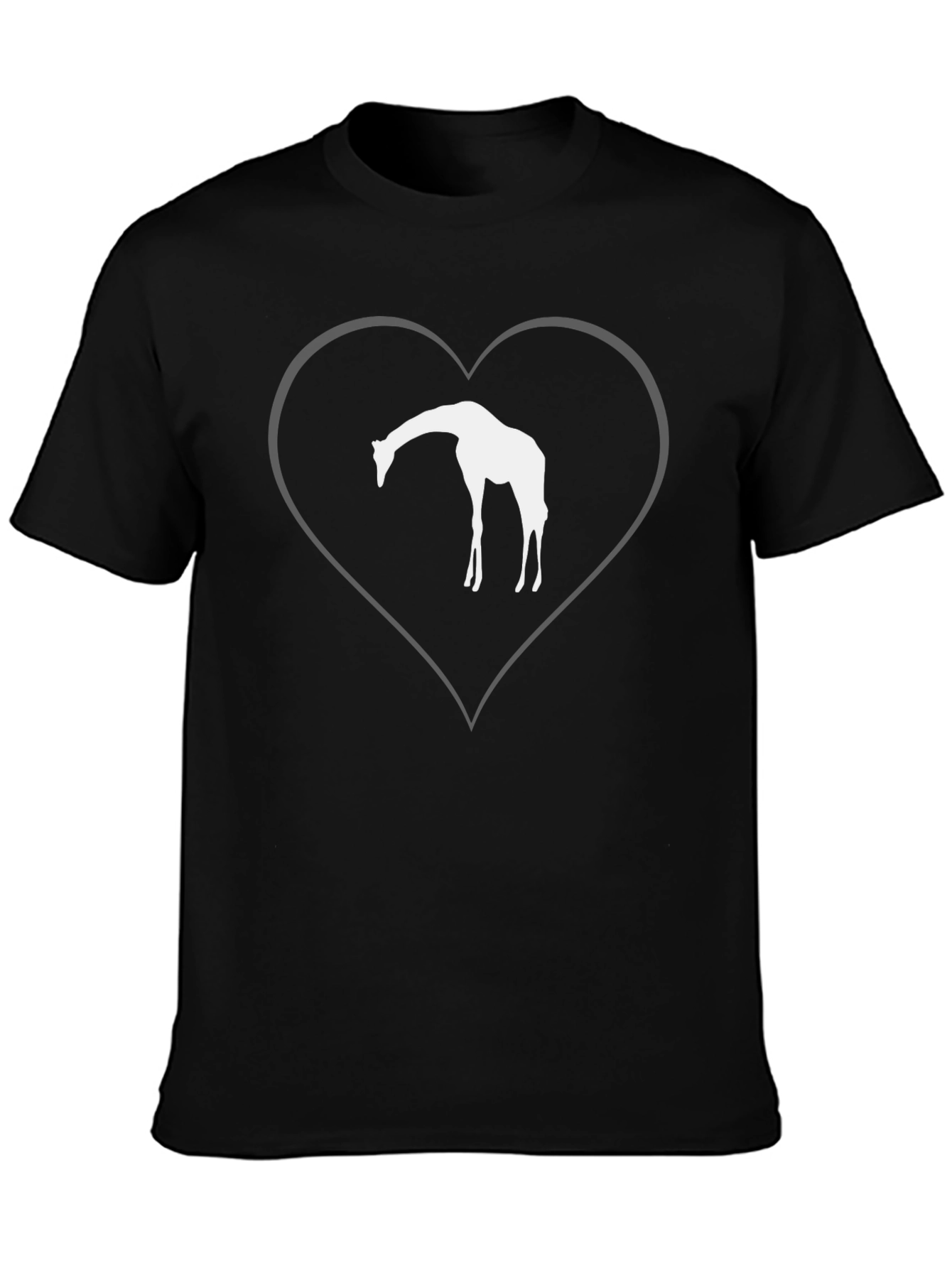 Giraffe Heart Graphic T-Shirt - Black Cotton Tee