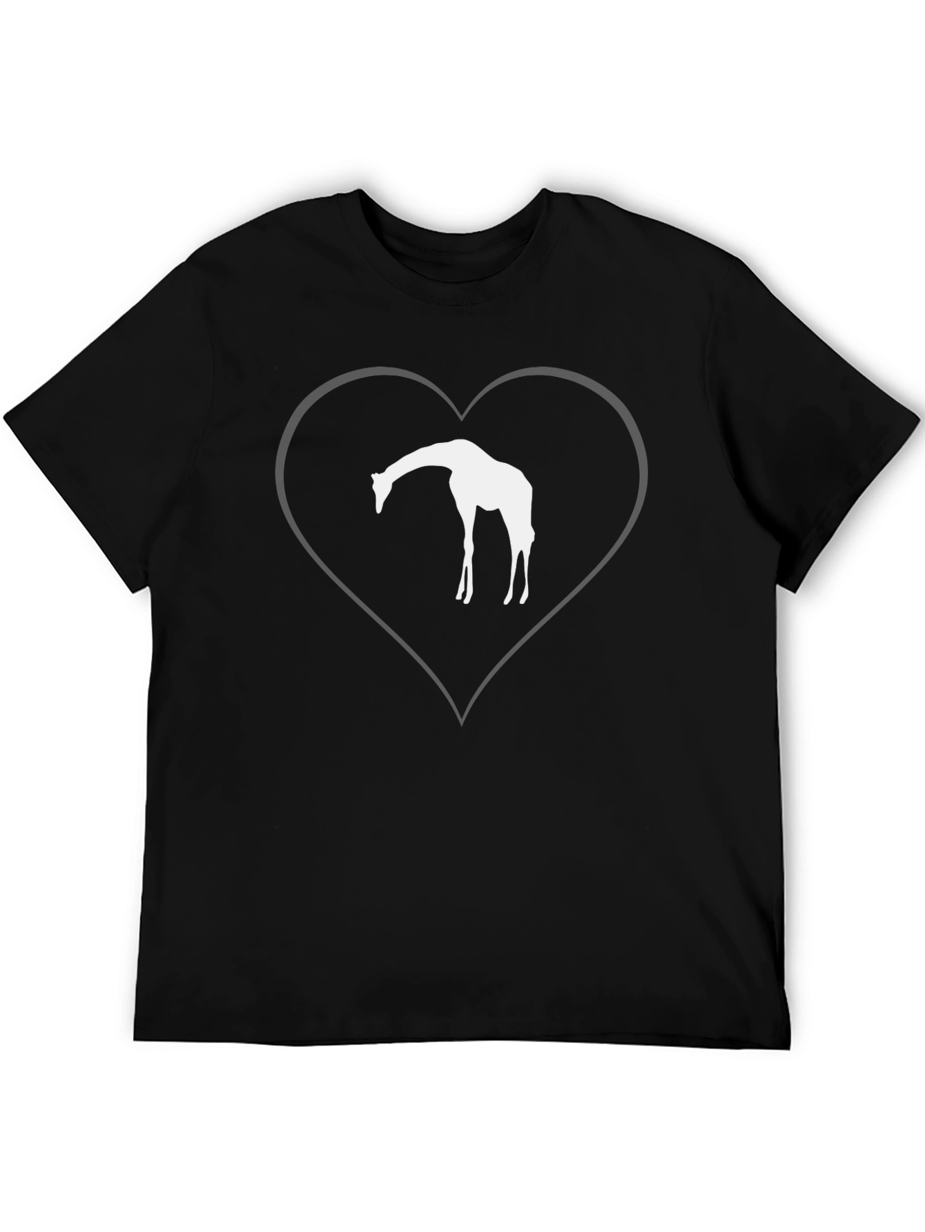 Giraffe Heart Graphic T-Shirt - Black Cotton Tee