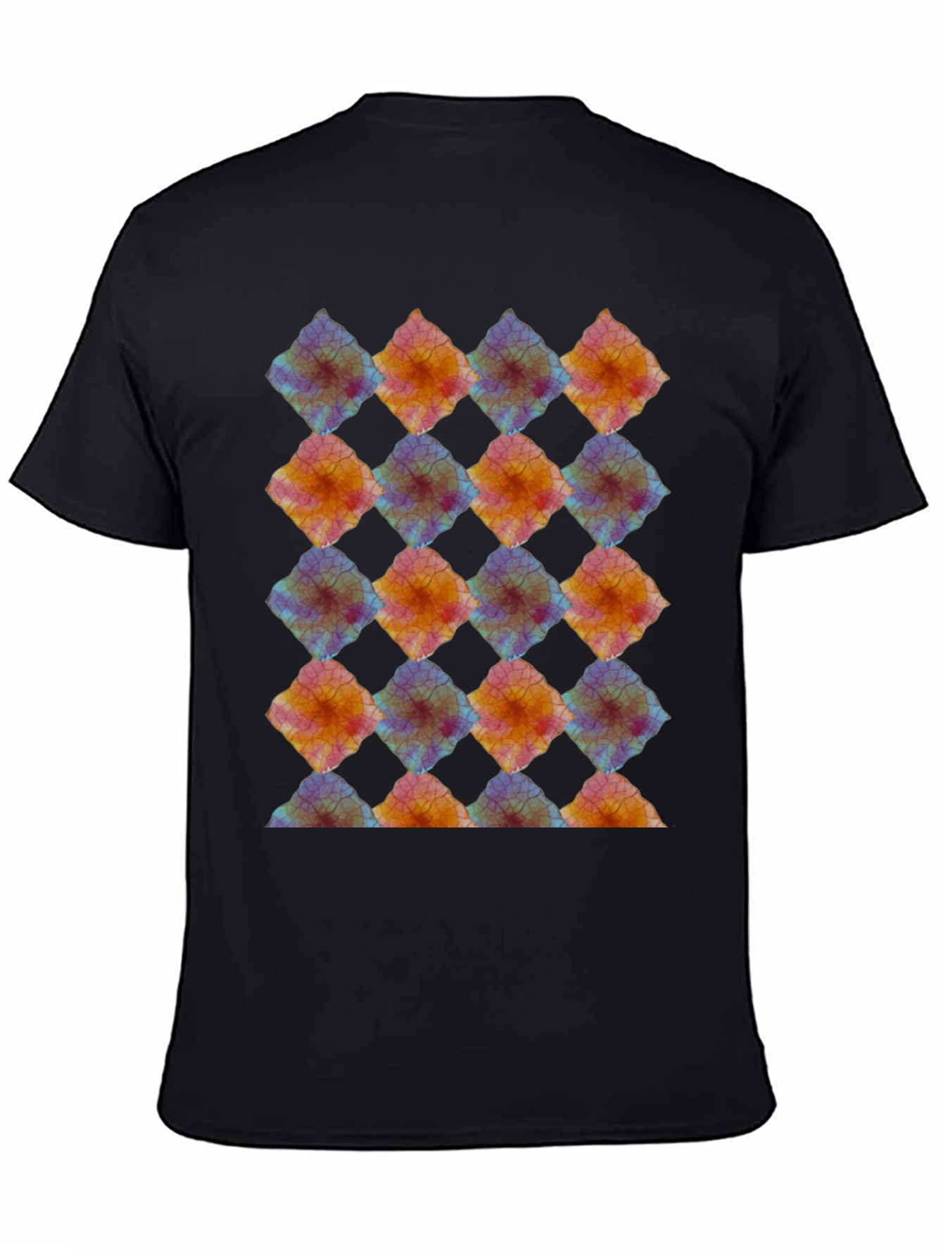Abstract Diamond Pattern Black T-Shirt