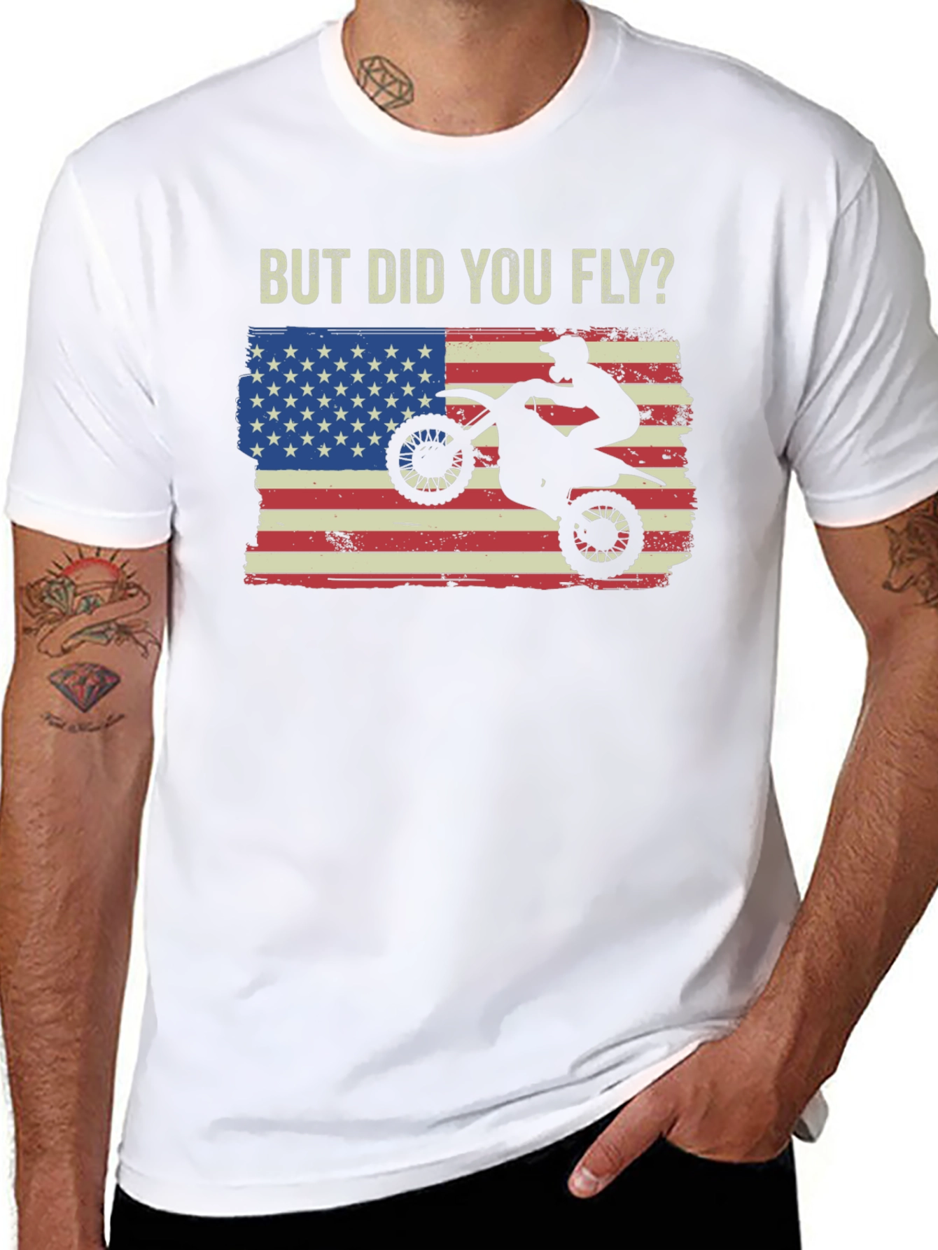 But Did You Fly T-Shirt Motocross USA Flag