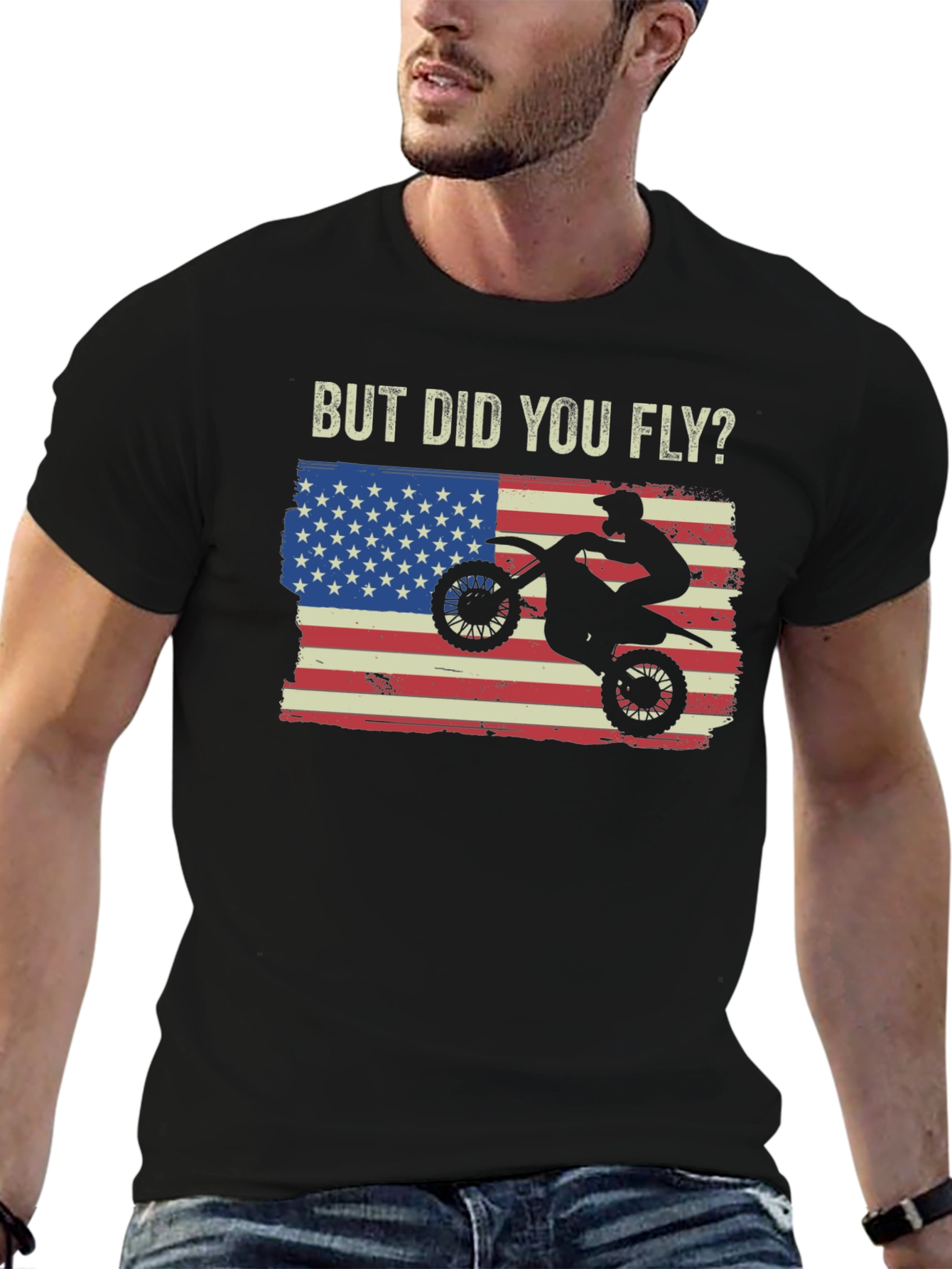 But Did You Fly T-Shirt Motocross USA Flag