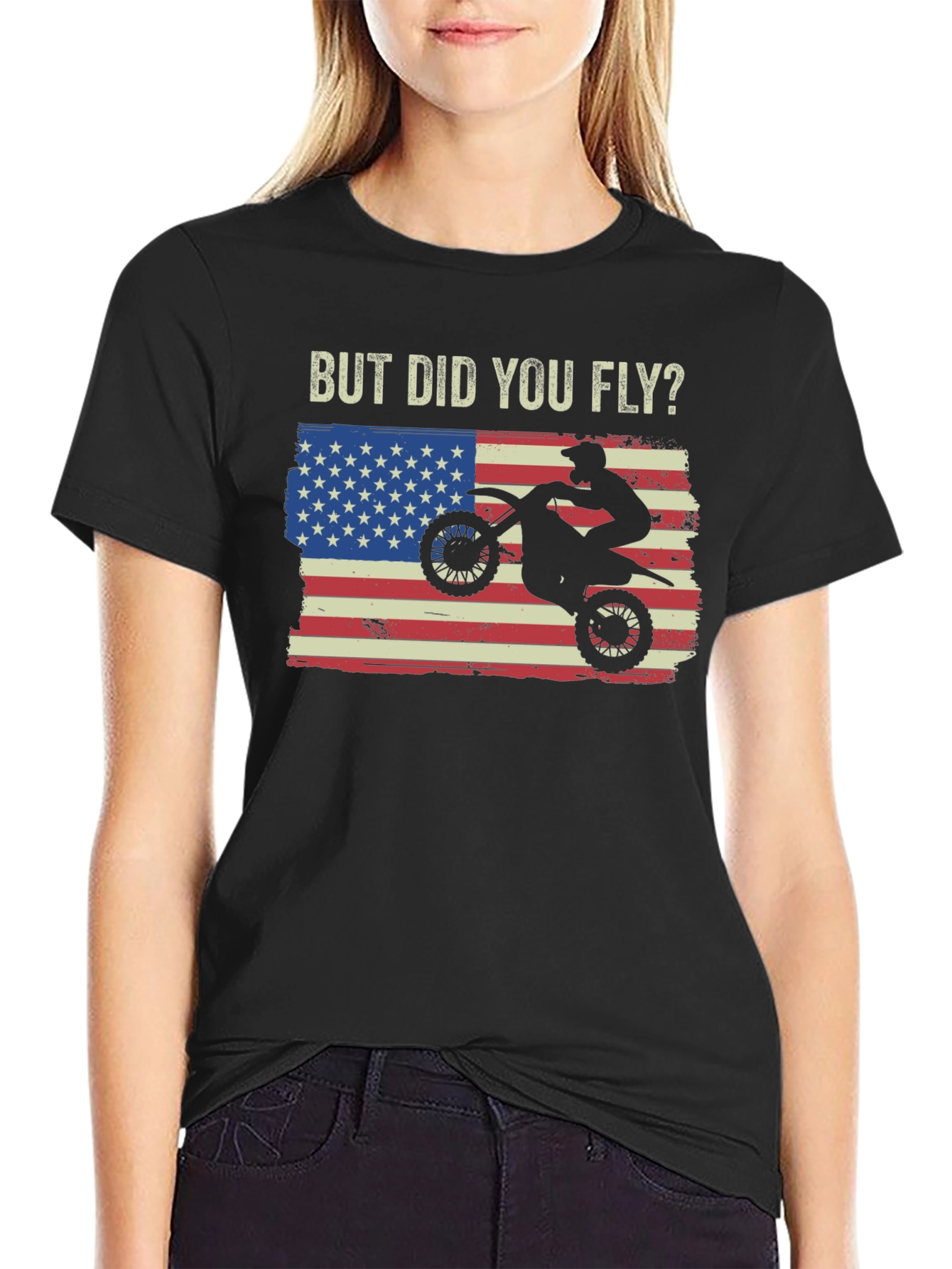 But Did You Fly T-Shirt Motocross USA Flag