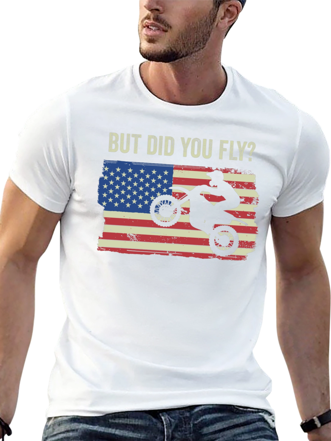 But Did You Fly T-Shirt Motocross USA Flag