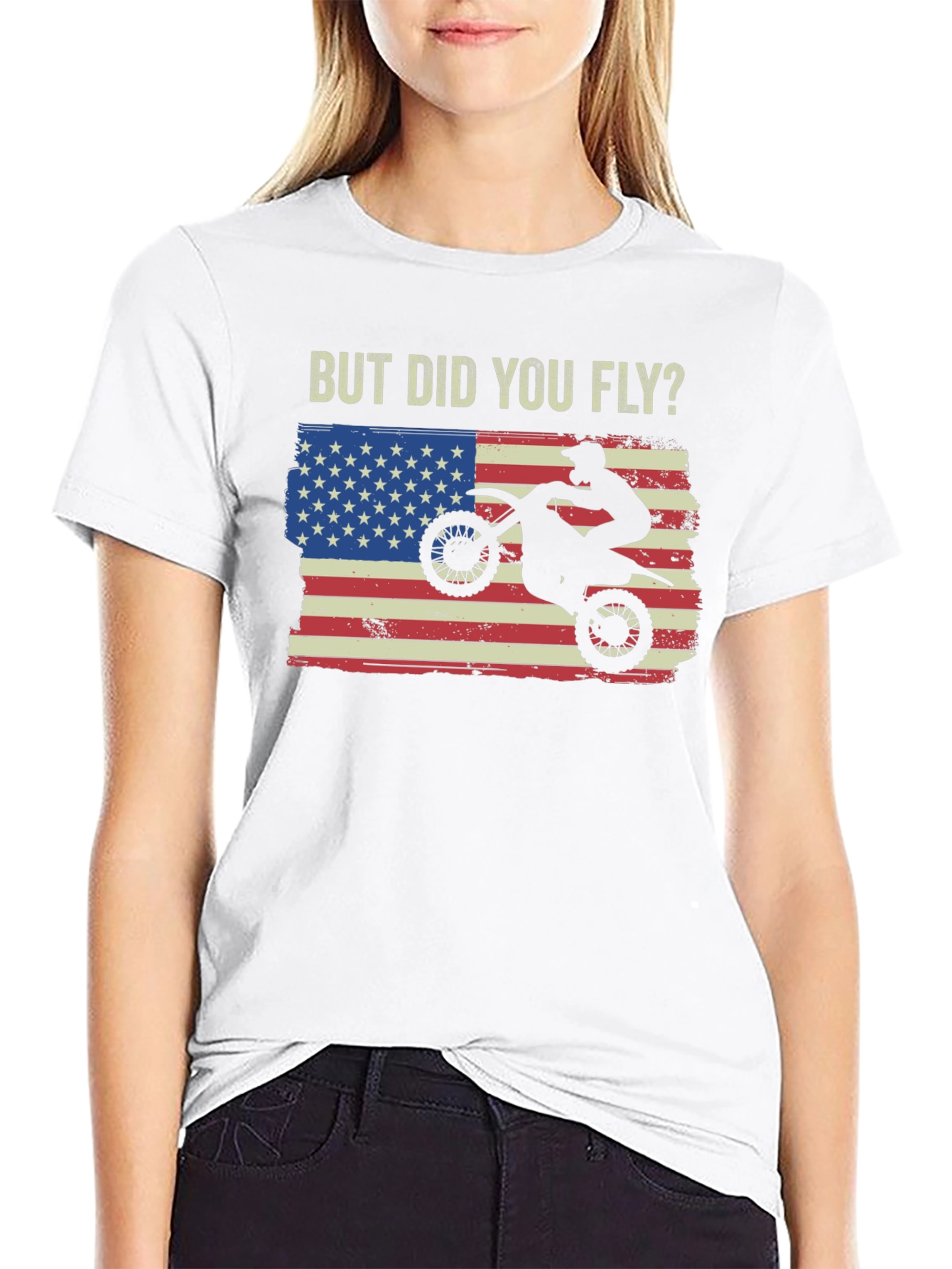 But Did You Fly T-Shirt Motocross USA Flag