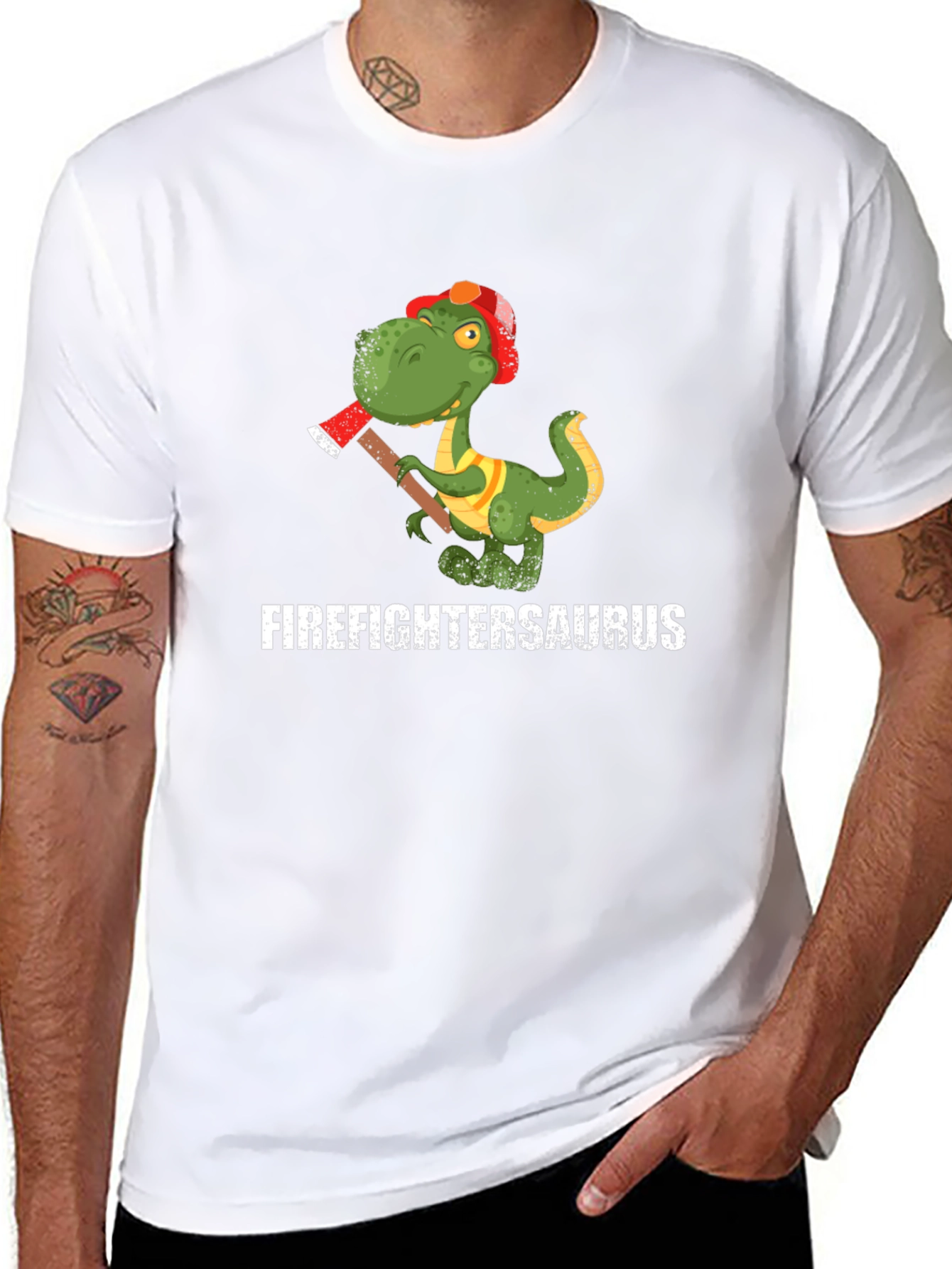 Firefighter Dinosaur T-Shirt - Funny Dino Tee