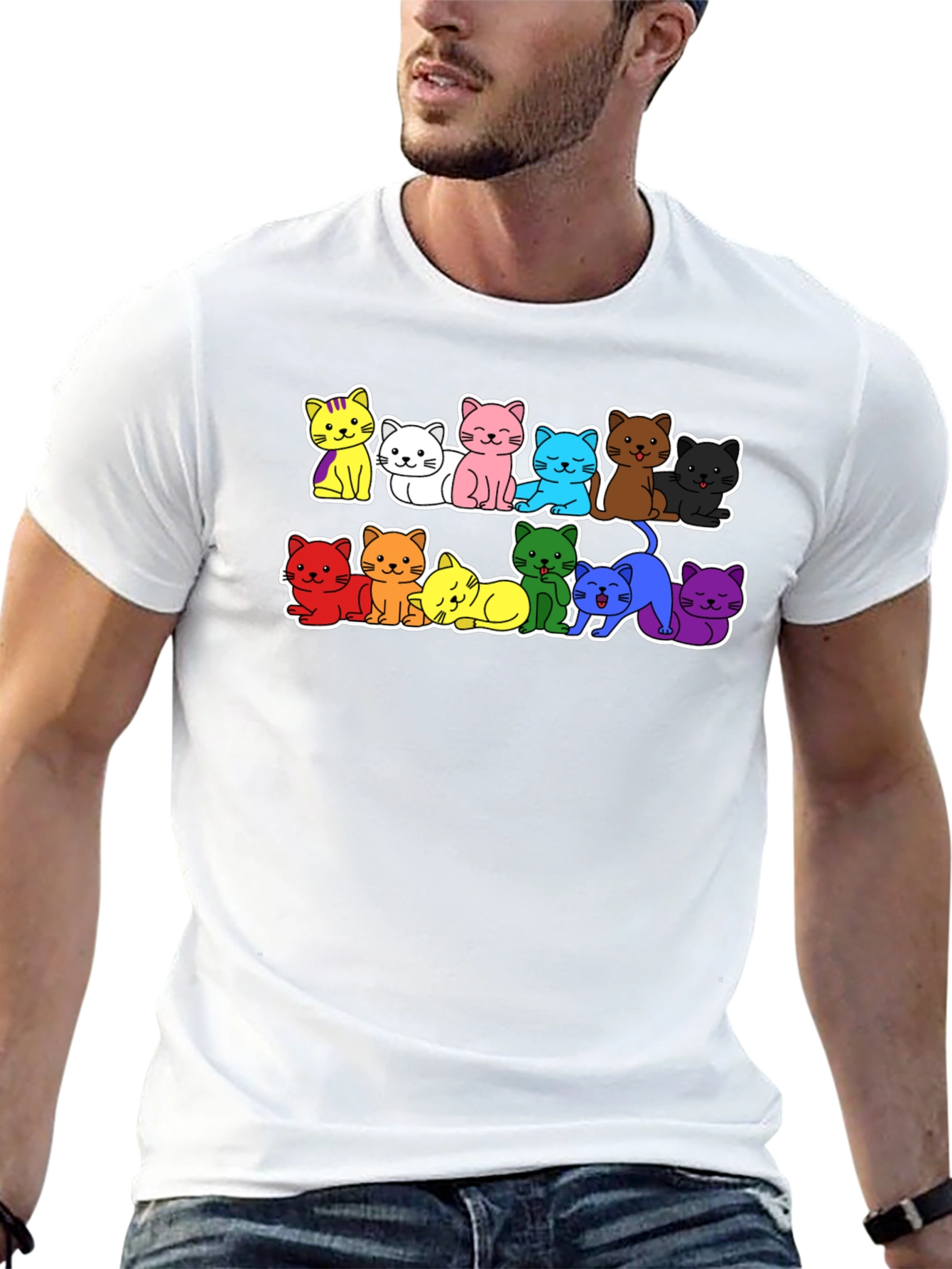 Rainbow Cat T-Shirt - Cute Kitten Design