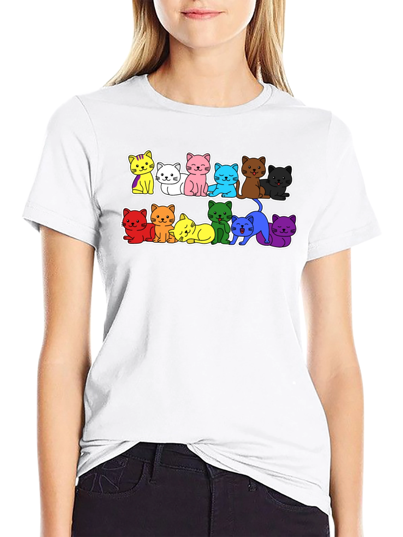 Rainbow Cat T-Shirt - Cute Kitten Design