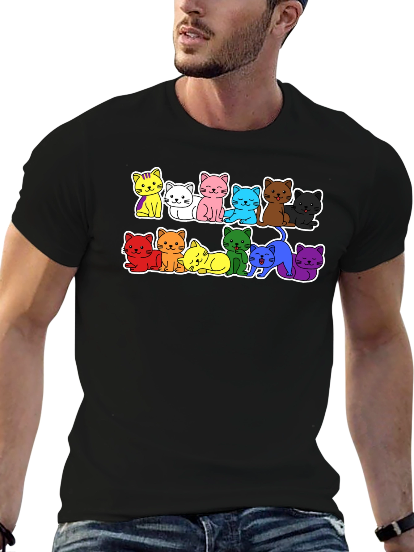 Rainbow Cat T-Shirt - Cute Kitten Design