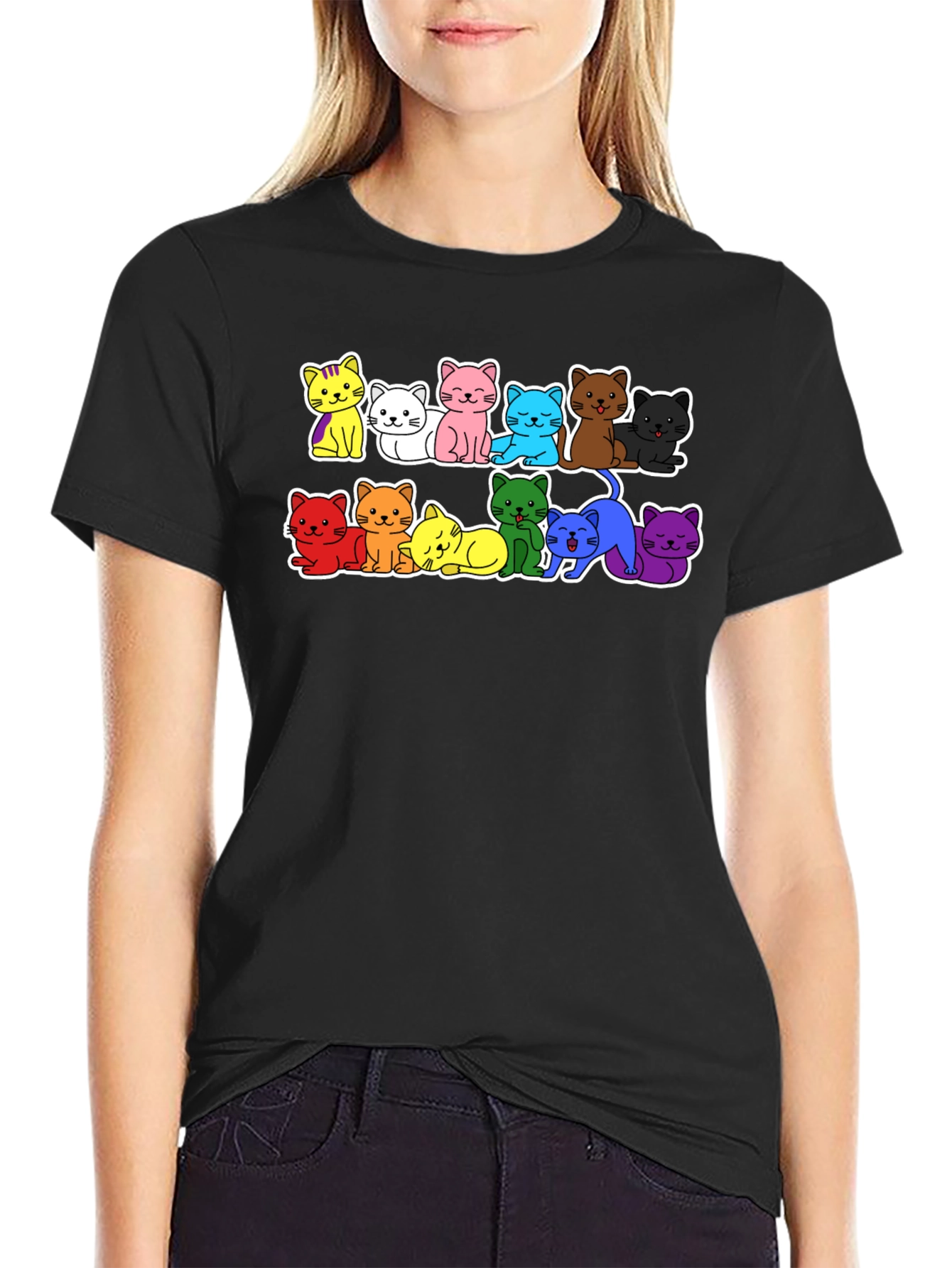Rainbow Cat T-Shirt - Cute Kitten Design