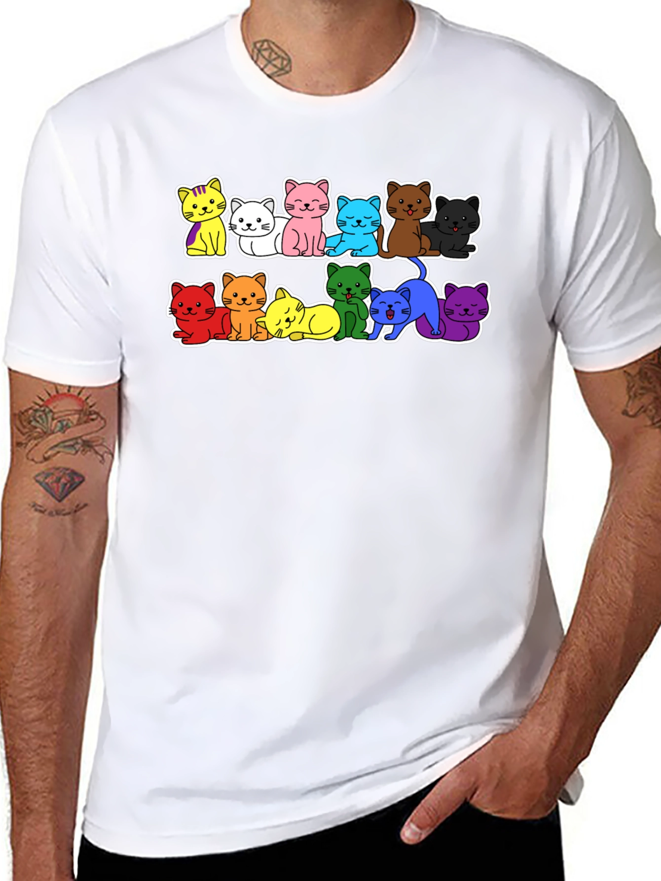 Rainbow Cat T-Shirt - Cute Kitten Design