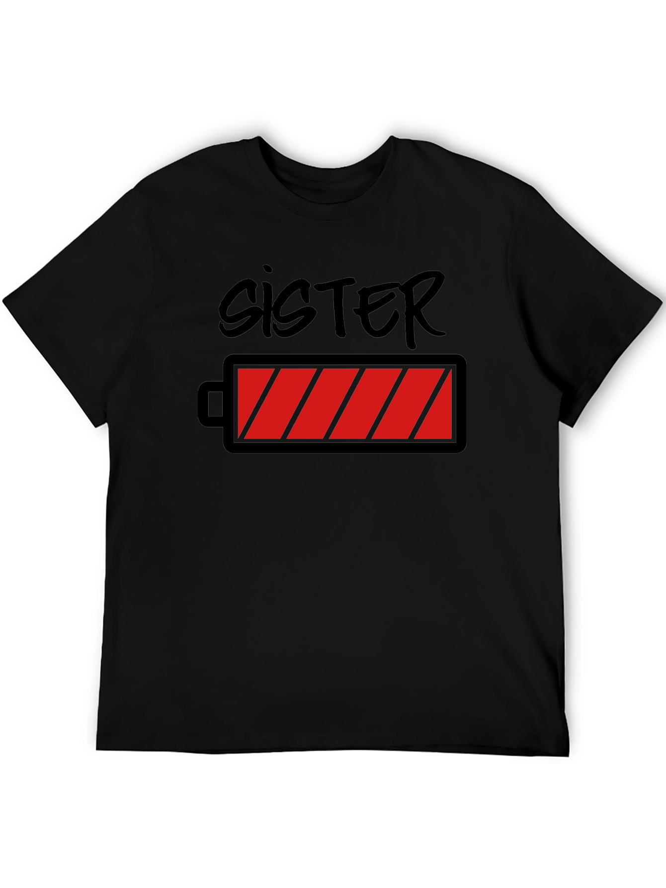 Sister Low Battery Graphic Tee - Black T-Shirt