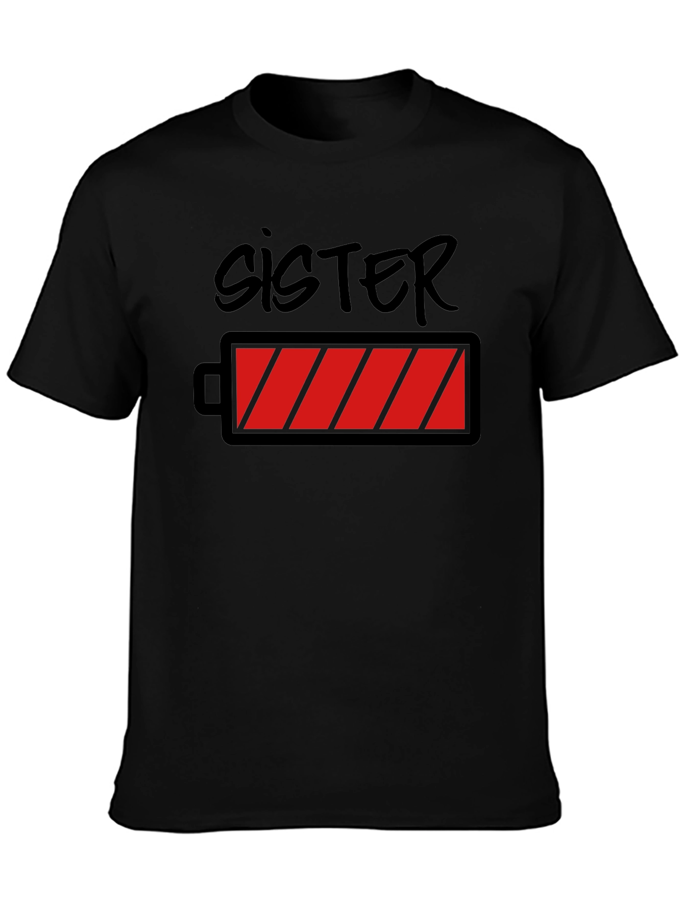 Sister Low Battery Graphic Tee - Black T-Shirt