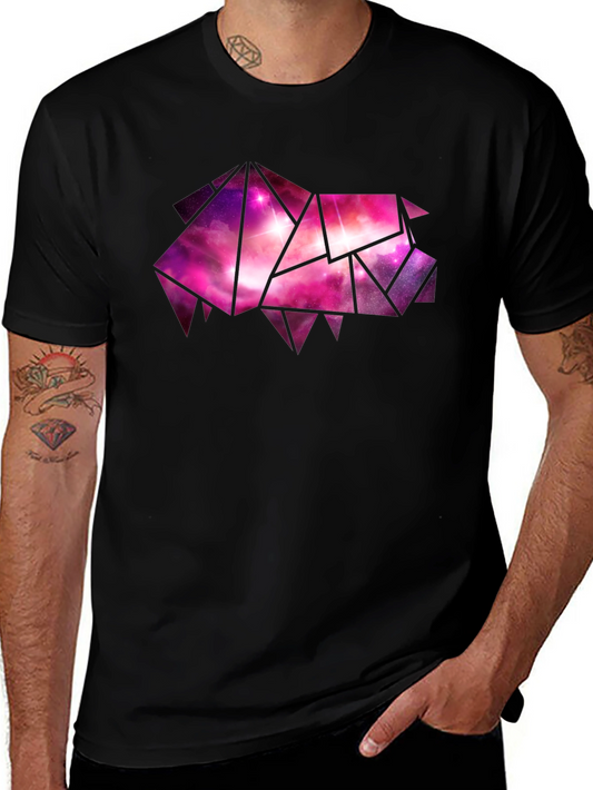 Geometric Galaxy Pig Tee - Stylish Black Cotton T-Shirt