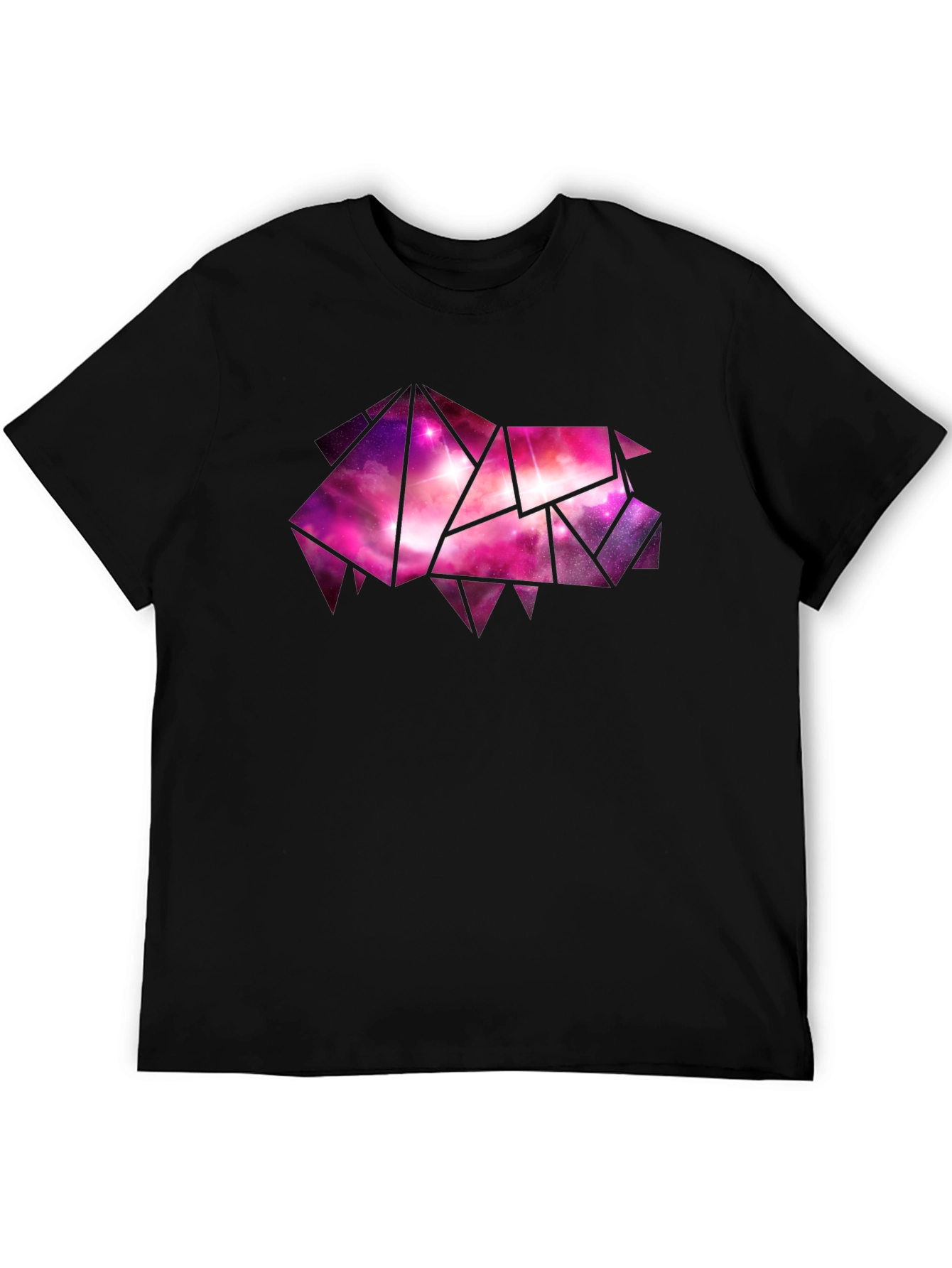 Geometric Galaxy Pig Tee - Stylish Black Cotton T-Shirt