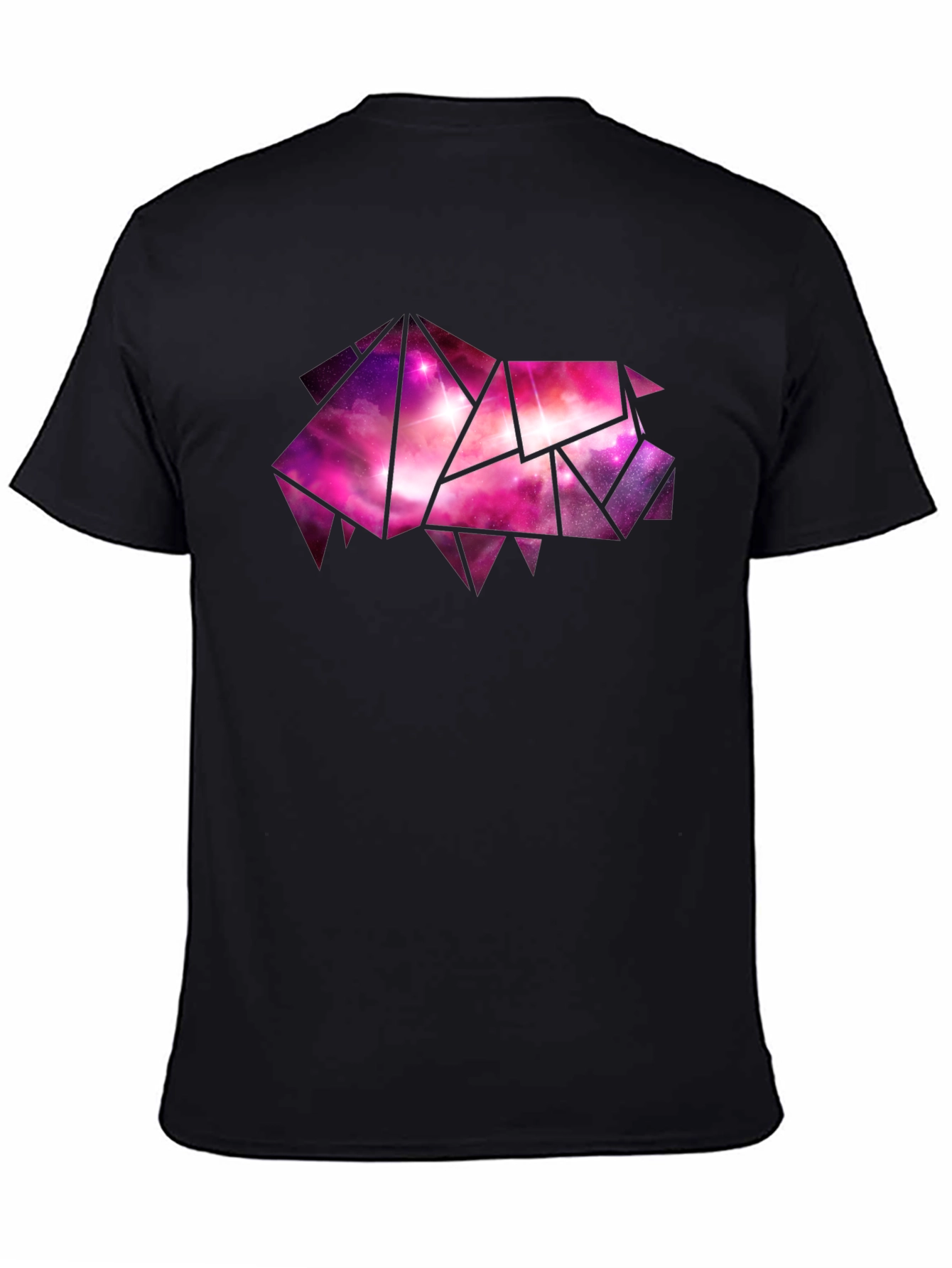 Geometric Galaxy Pig Tee - Stylish Black Cotton T-Shirt