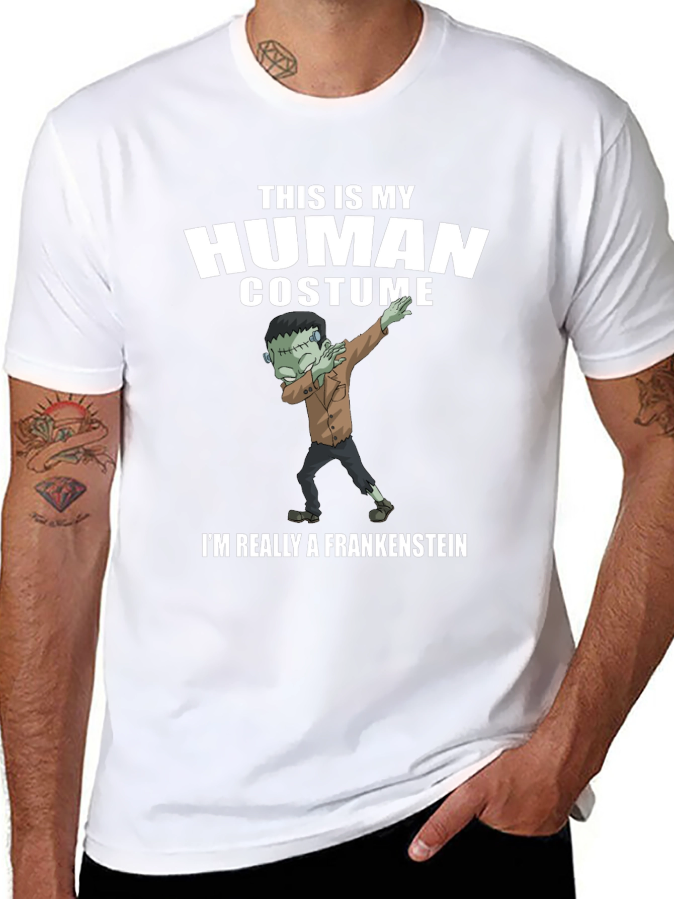 Funny Frankenstein Human Costume Graphic Tee