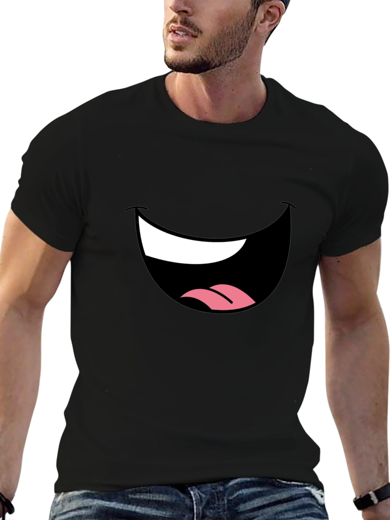Funny Face Graphic Black T-Shirt