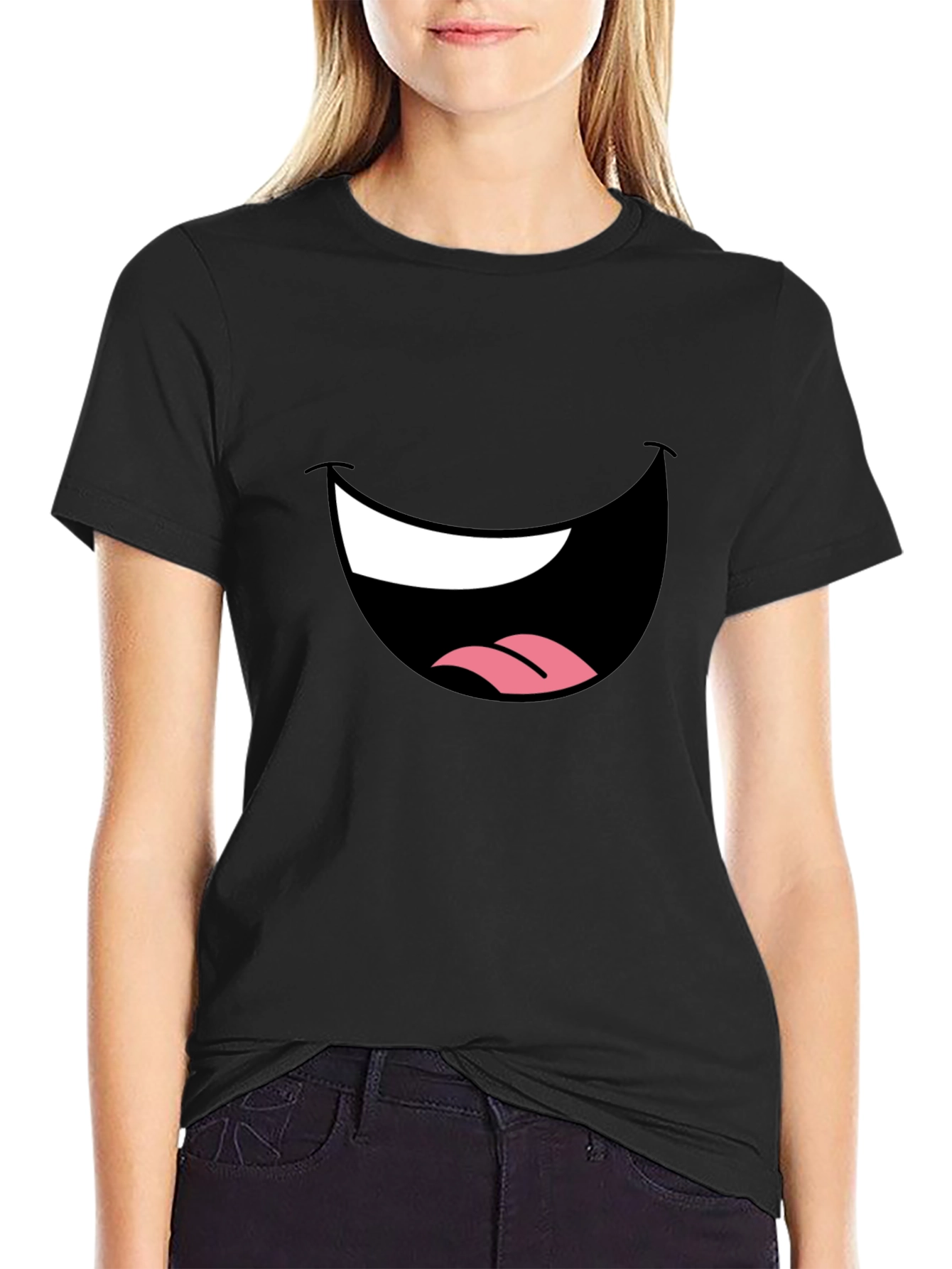 Funny Face Graphic Black T-Shirt