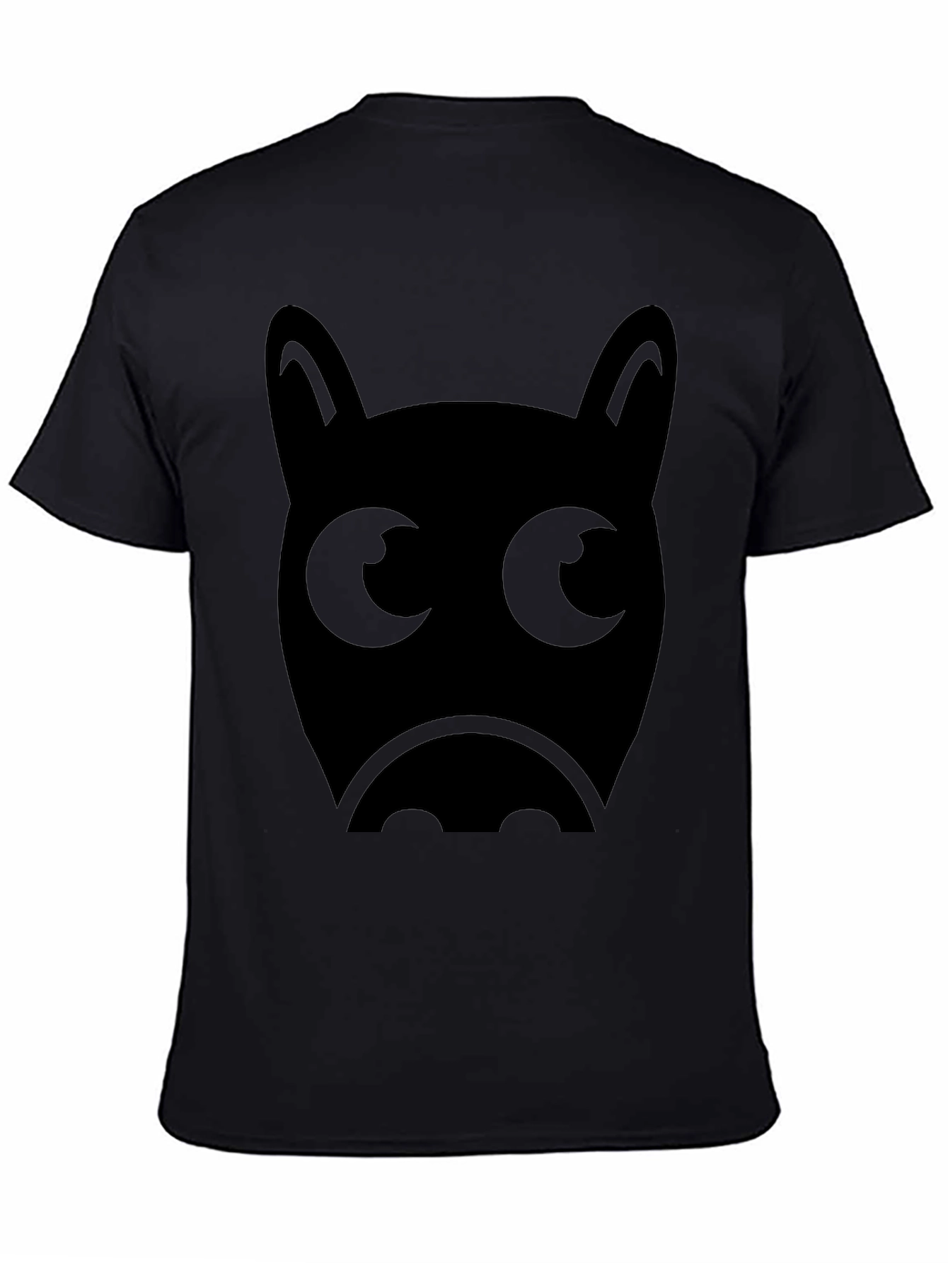 Mens Black T-Shirt with Cute Bat Face Graphic