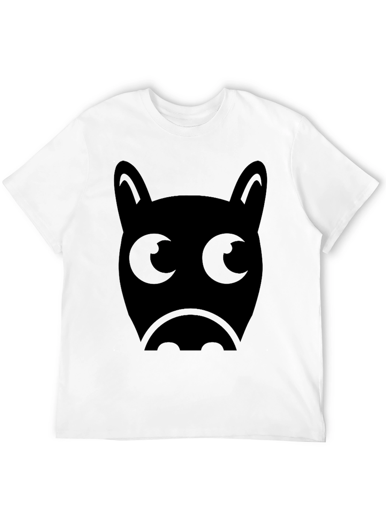 Mens Black T-Shirt with Cute Bat Face Graphic