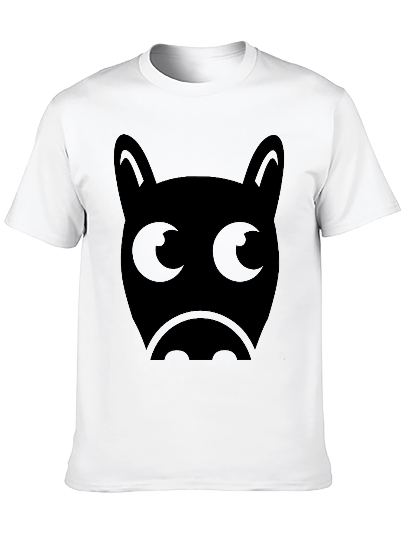 Mens Black T-Shirt with Cute Bat Face Graphic