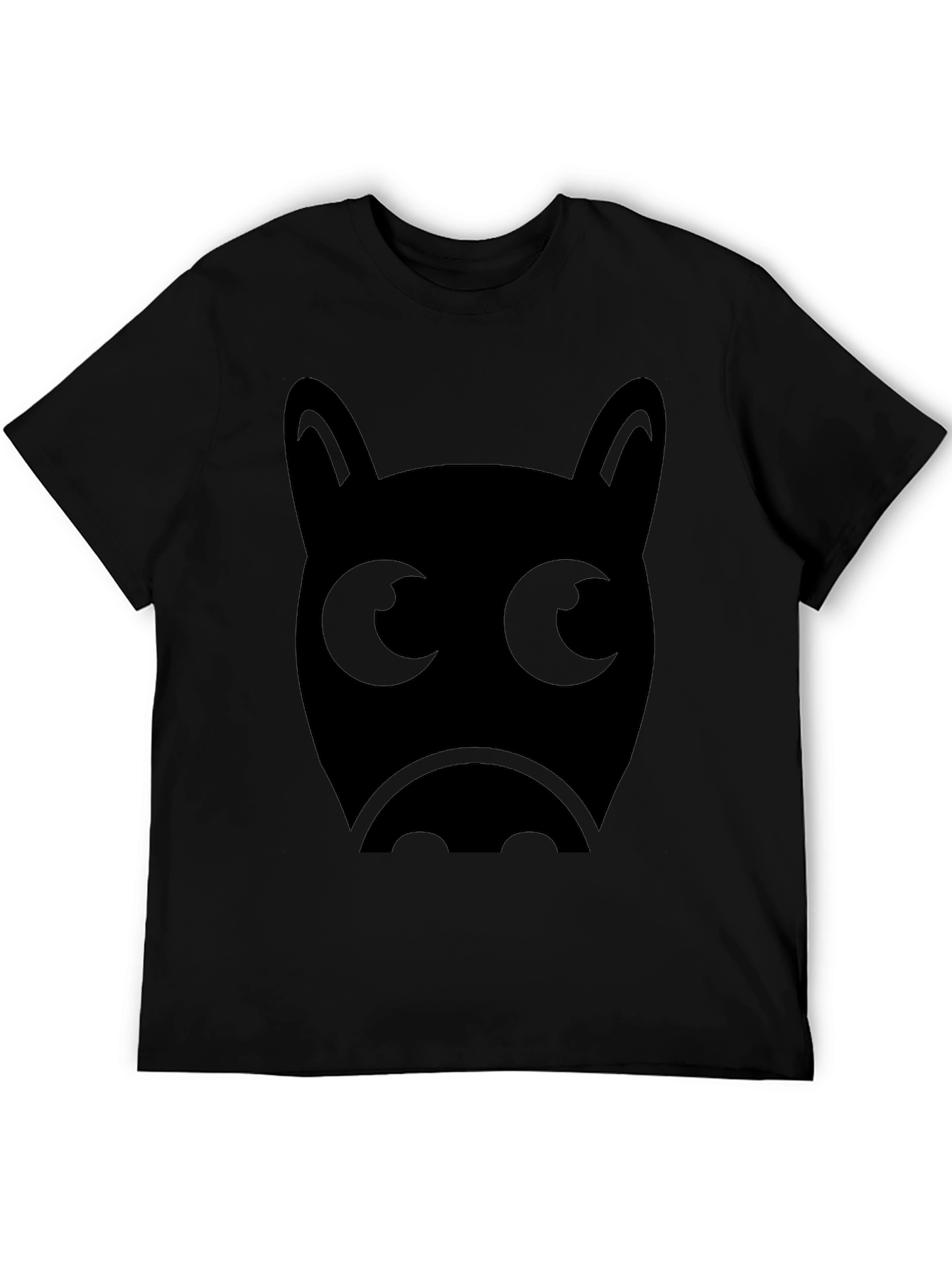 Mens Black T-Shirt with Cute Bat Face Graphic