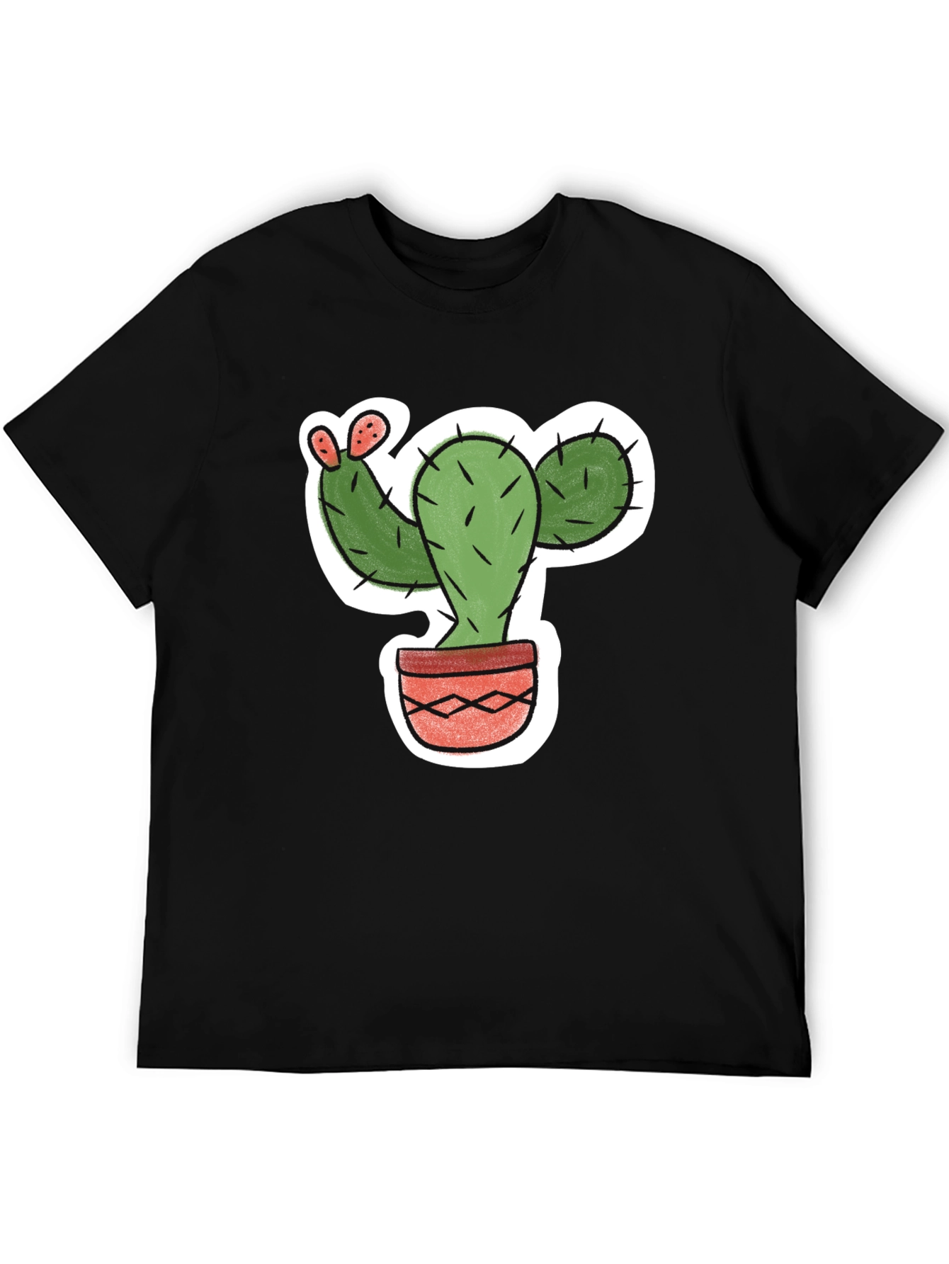 Cool Cactus Graphic Tee - Black Casual Shirt