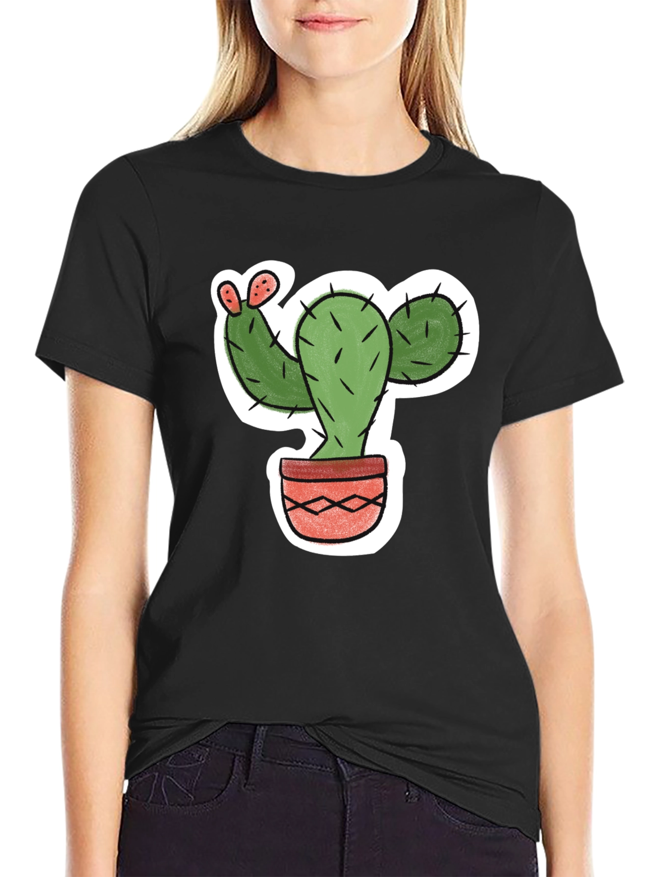 Cool Cactus Graphic Tee - Black Casual Shirt