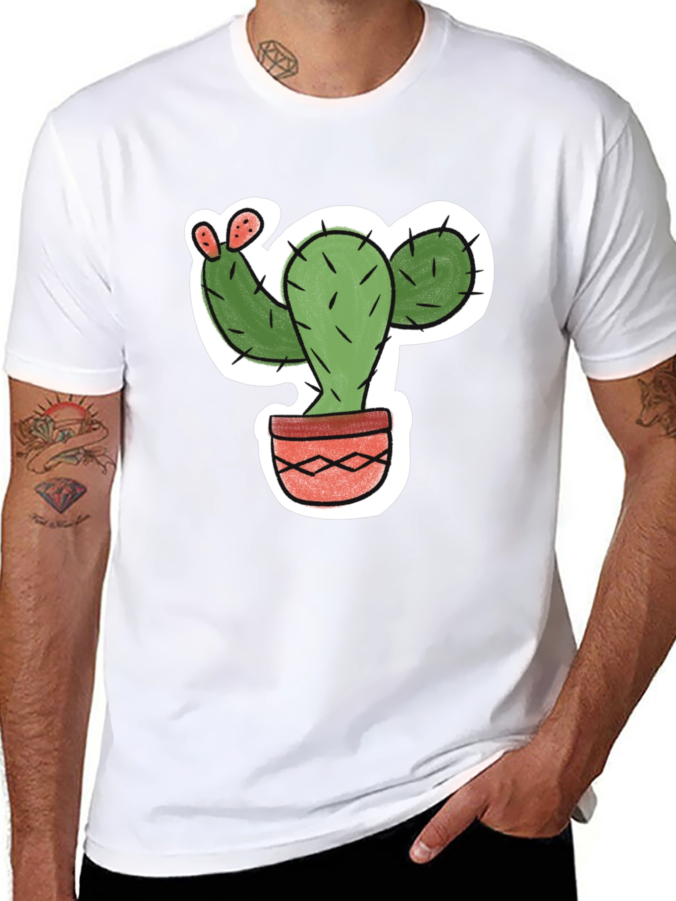 Cool Cactus Graphic Tee - Black Casual Shirt