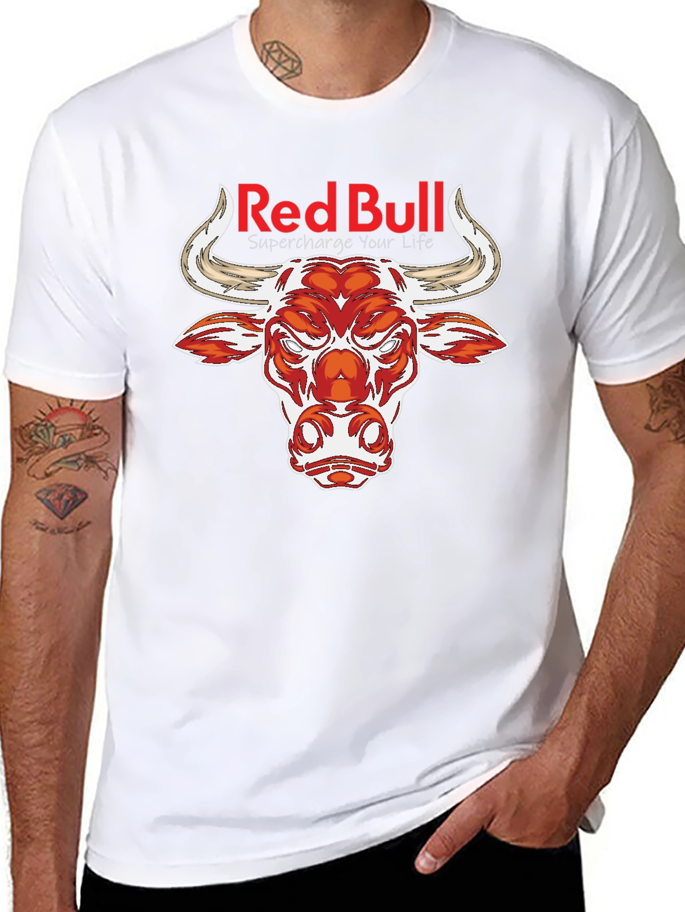 Red Bull Graphic Print Black T-Shirt