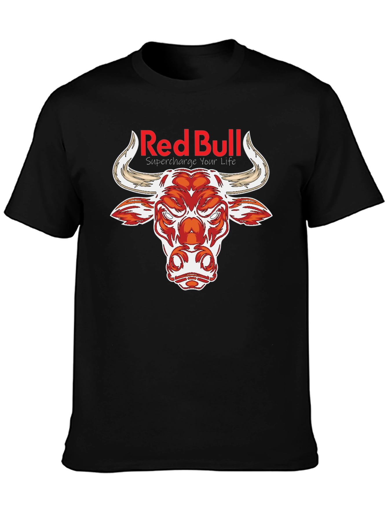Red Bull Graphic Print Black T-Shirt