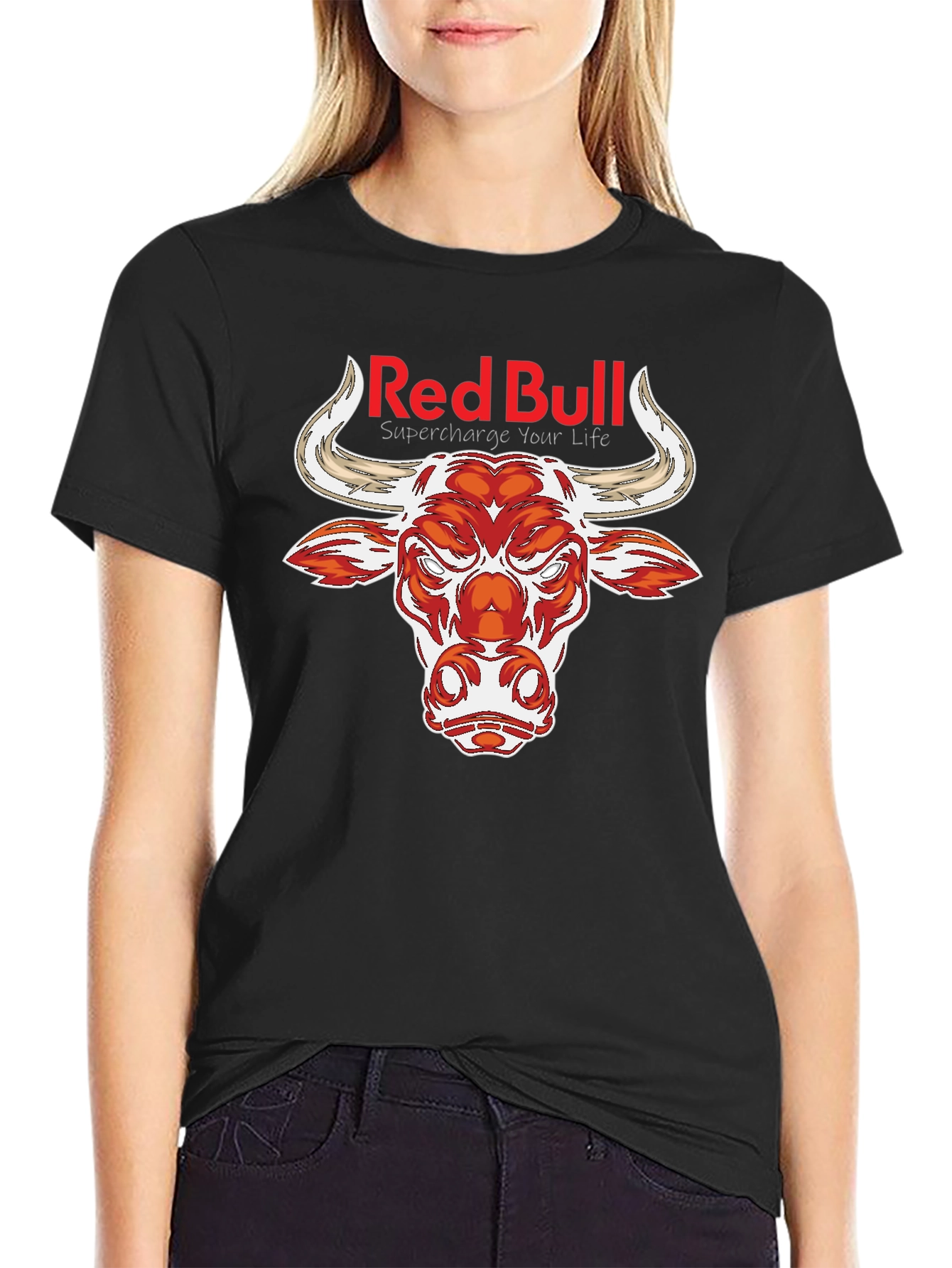 Red Bull Graphic Print Black T-Shirt