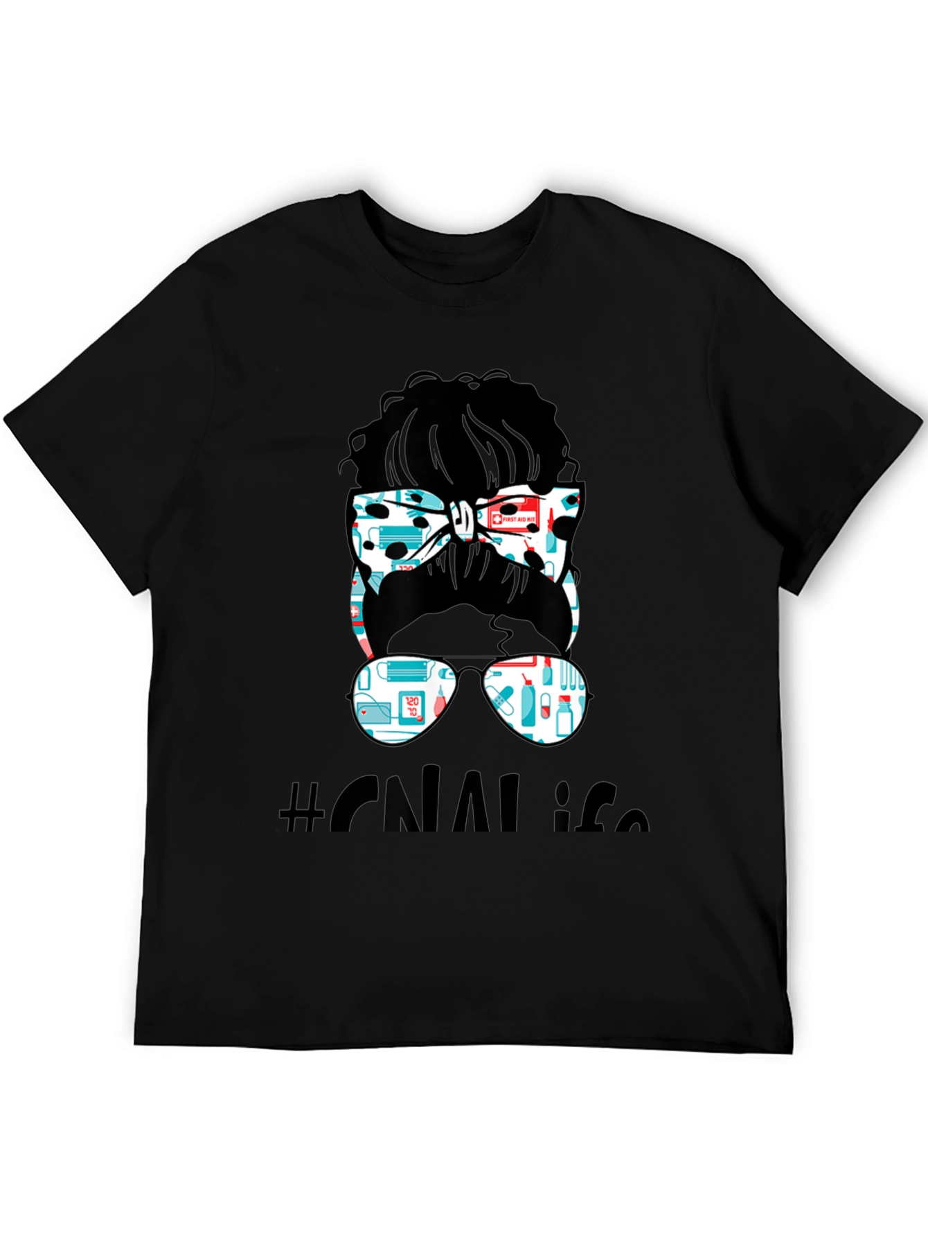 CNA Messy Bun T-Shirt - Nurse Life