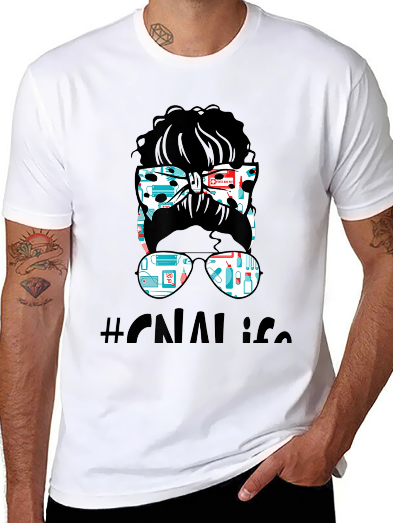 CNA Messy Bun T-Shirt - Nurse Life