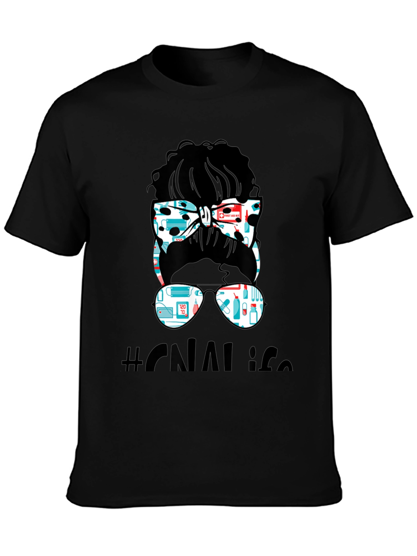 CNA Messy Bun T-Shirt - Nurse Life